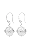 Dower & Hall True North Compass Drop Earrings, Silver