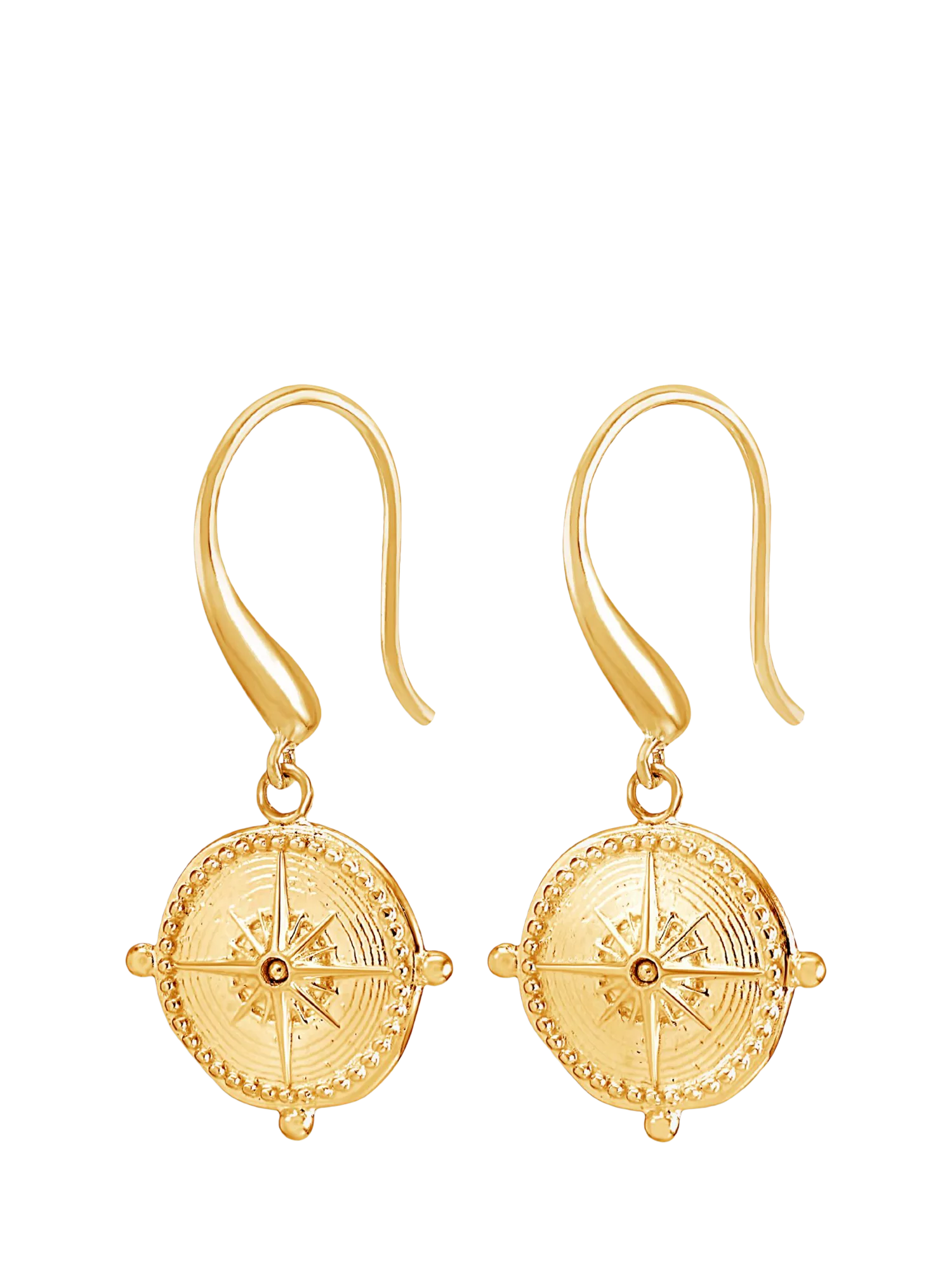 Dower & Hall True North Compass Drop Earrings, Gold