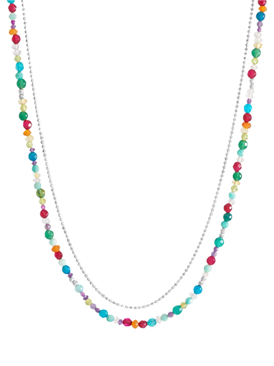 John Lewis Dower & Hall Orissa Beaded Necklace, Silver/Multi, 45cm- Buy online at McGrocer