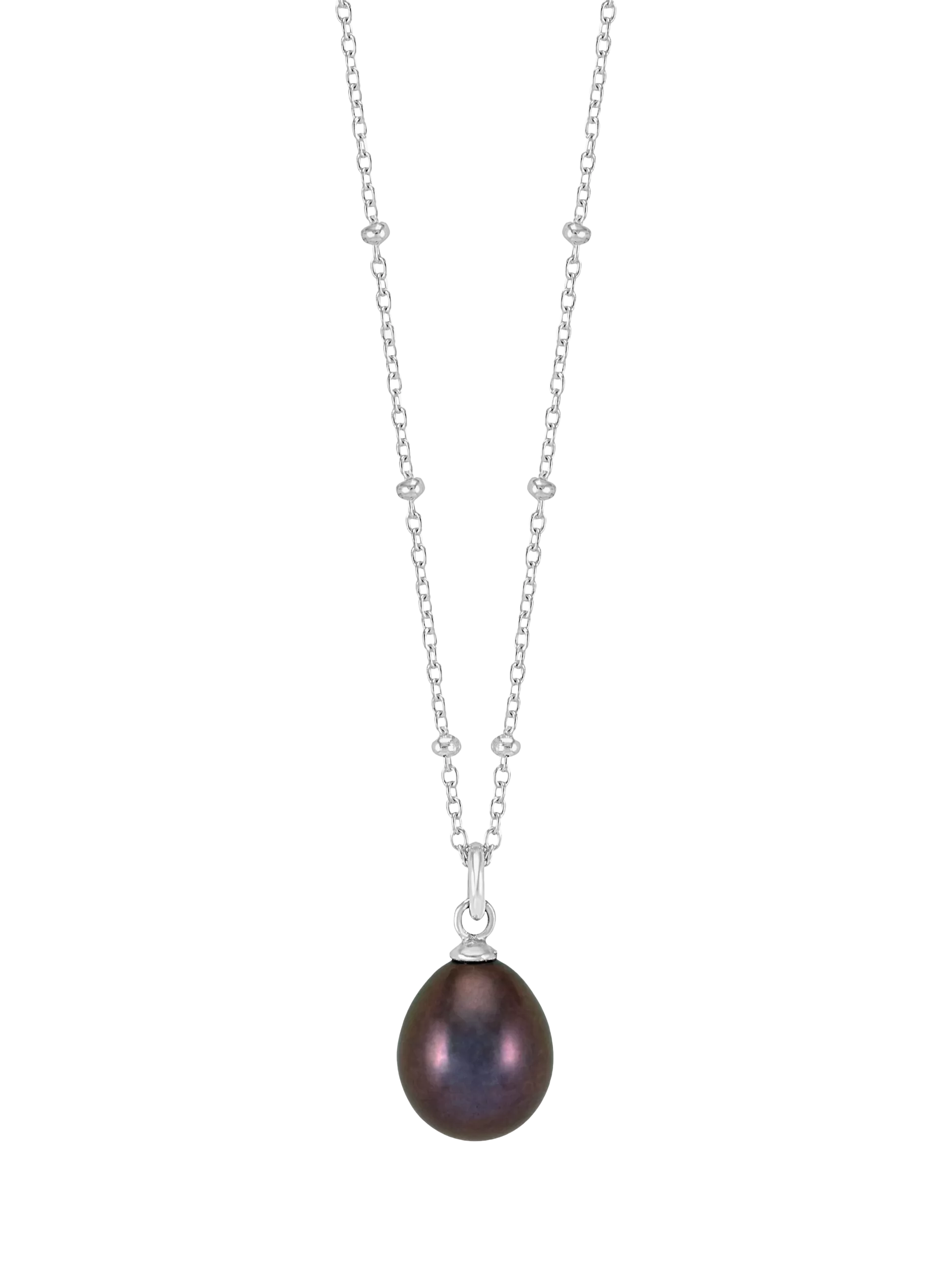 Dower & Hall freshwater pearl pendant necklace peacock silver, imported from the UK