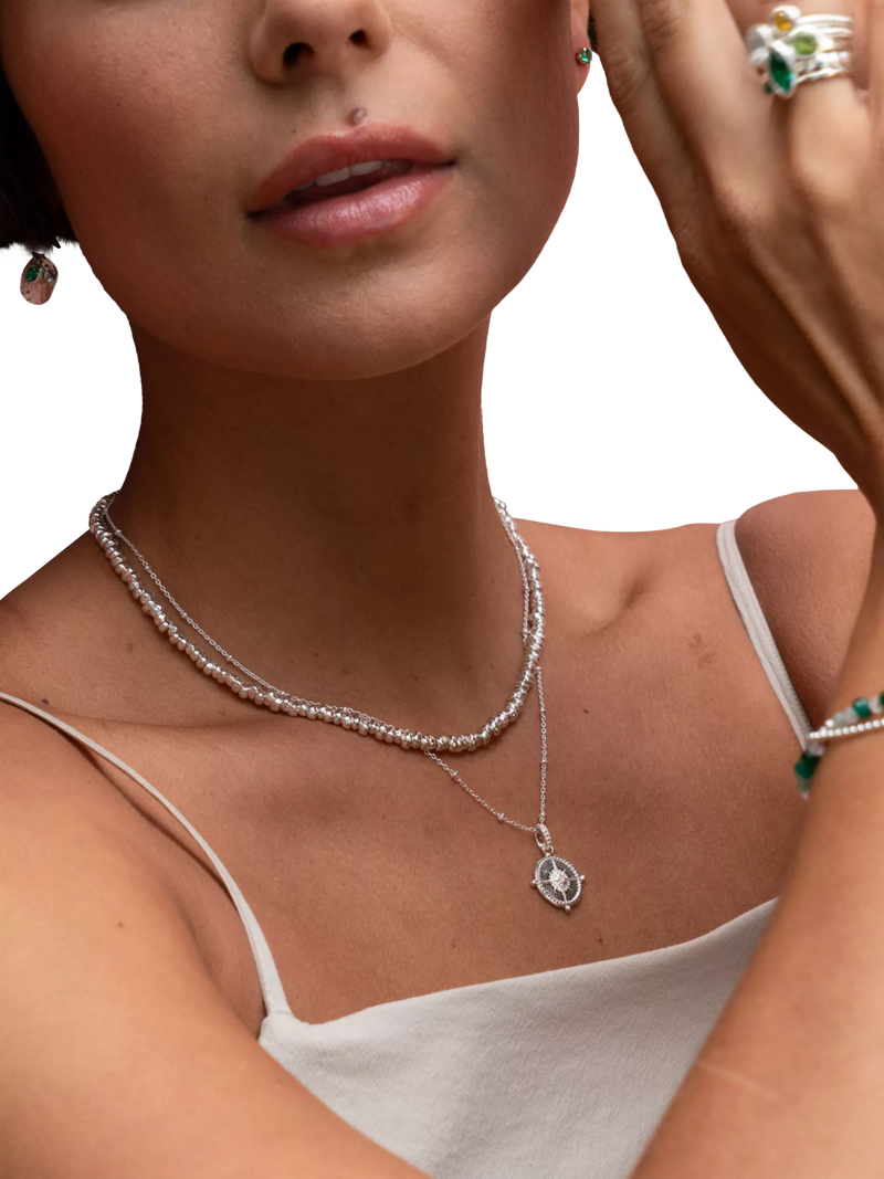 Dower & Hall sterling silver compass charm necklace (British brand)