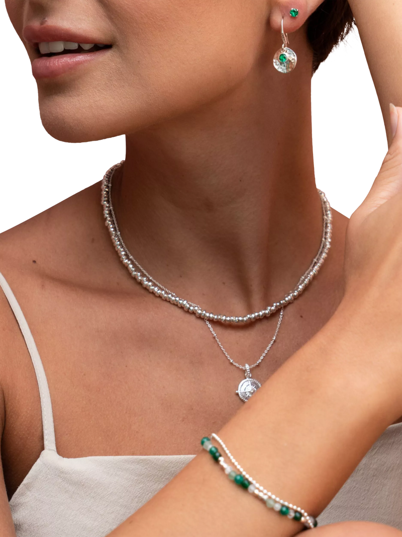 Dower & Hall sterling silver compass charm necklace (British brand)
