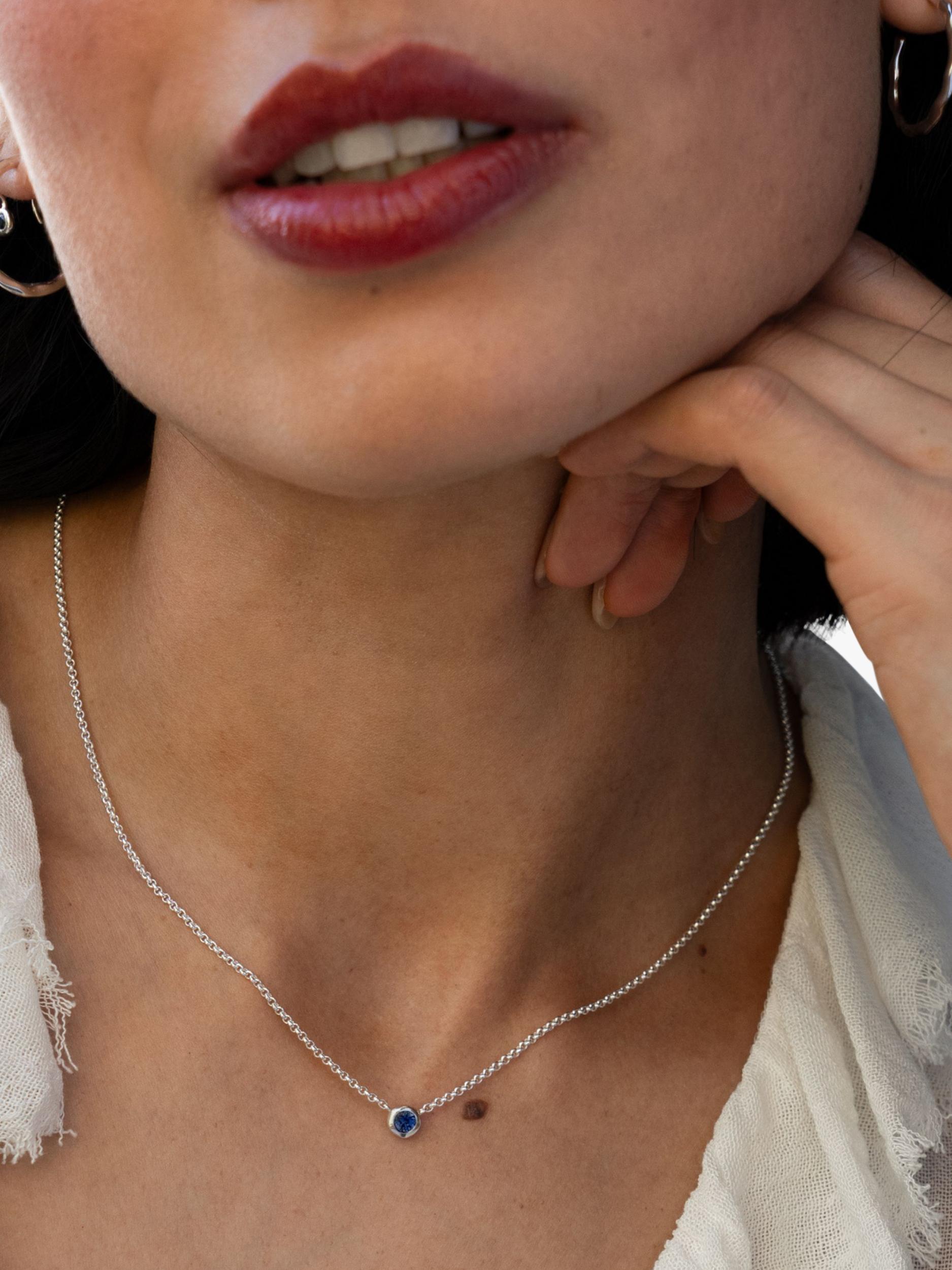 Dower & Hall sapphire dewdrop pendant necklace 46cm (British brand)