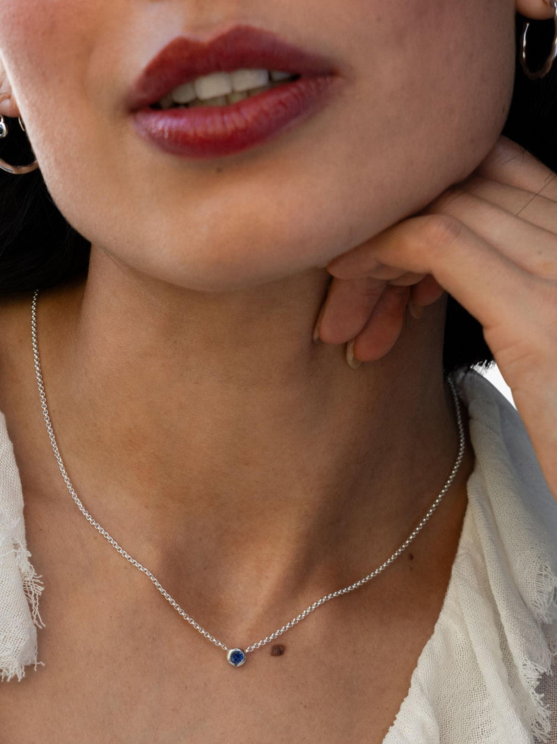 Dower & Hall sapphire dewdrop pendant necklace 46cm (British brand)