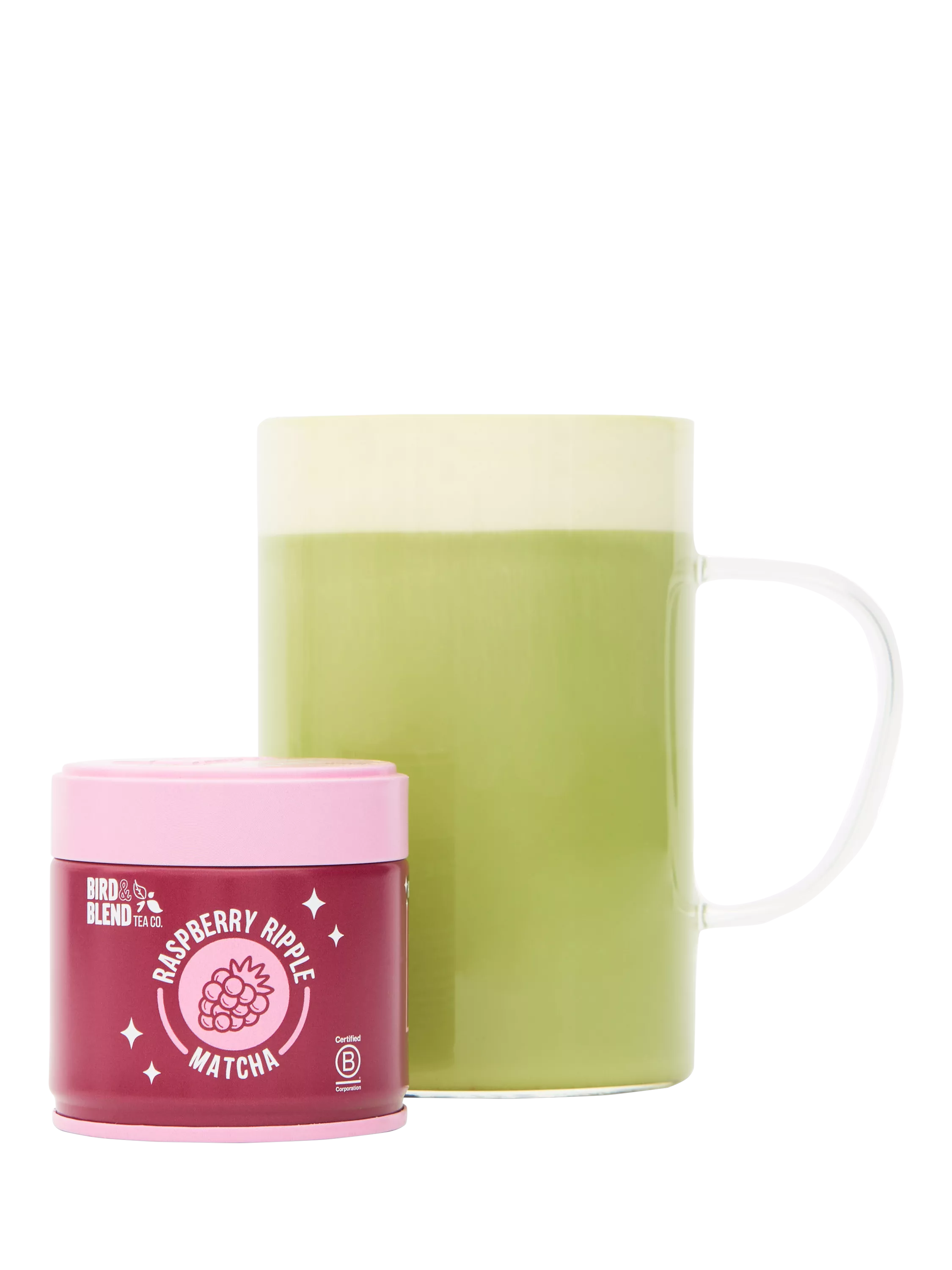 Bird & Blend Raspberry Ripple Matcha 30g, imported from the UK