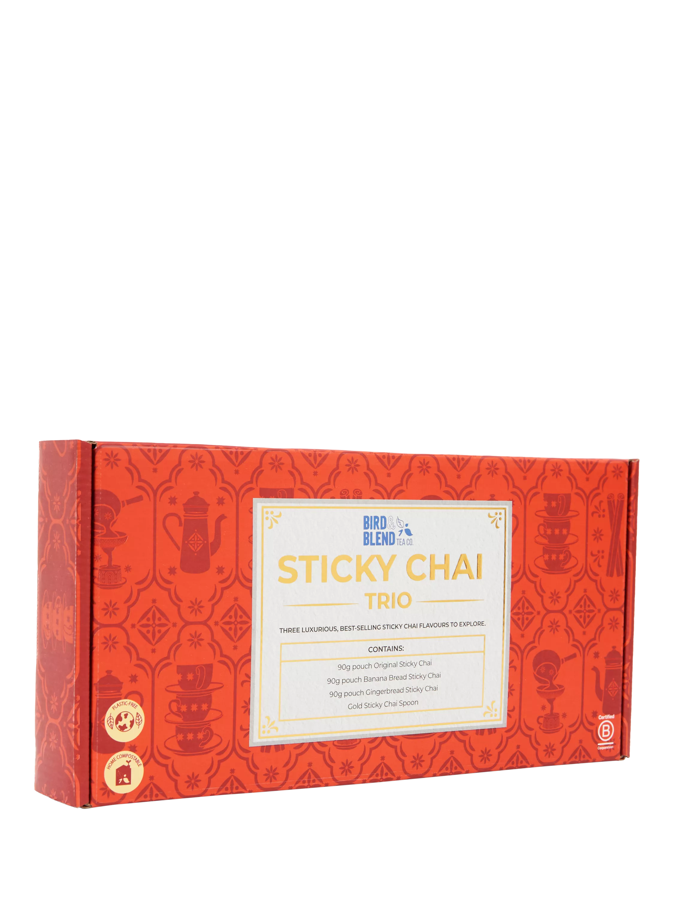 Bird & Blend Sticky Chai Trio 3x90g, imported from the UK