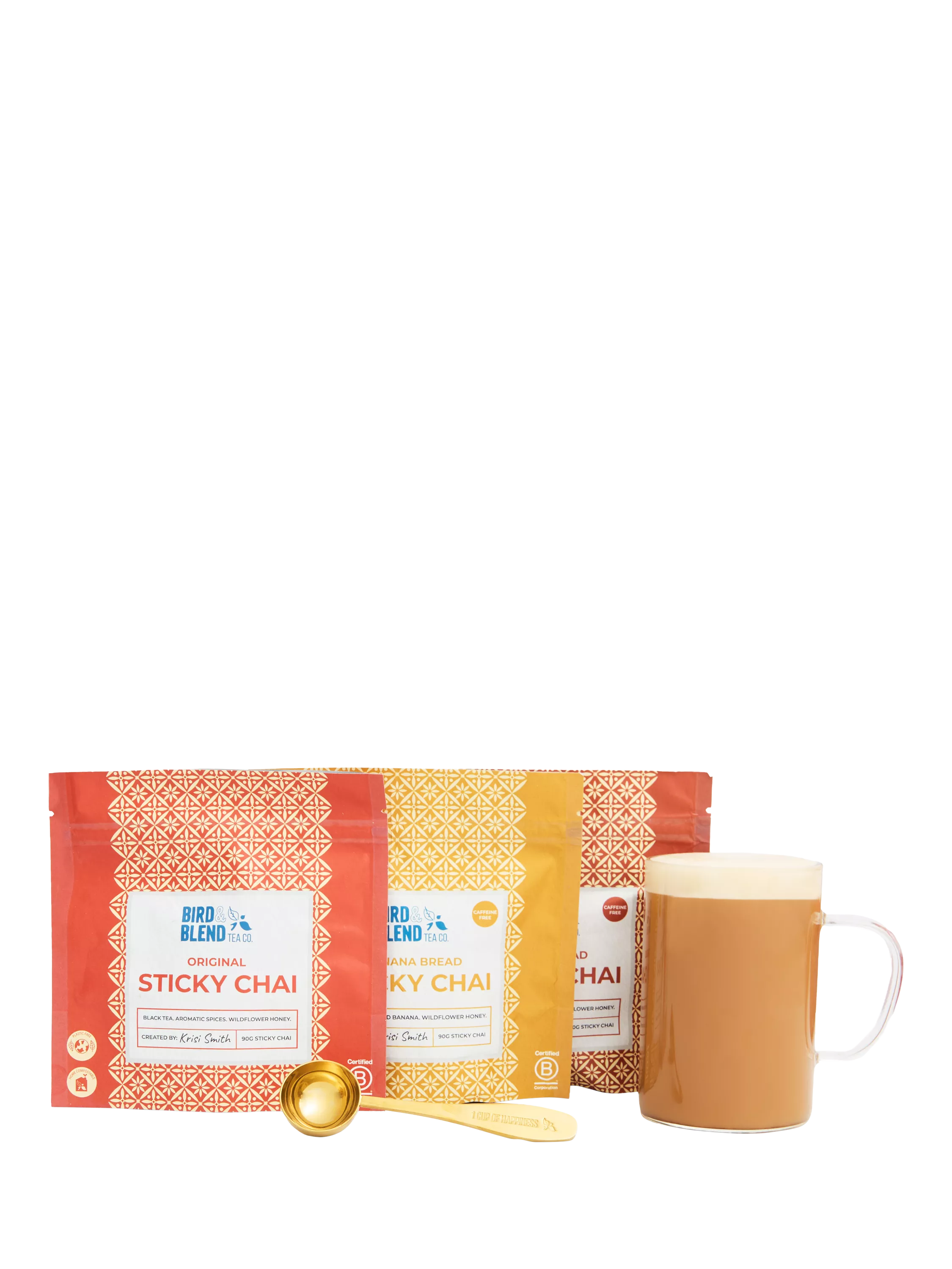 Bird & Blend Sticky Chai Trio 3x90g, imported from the UK