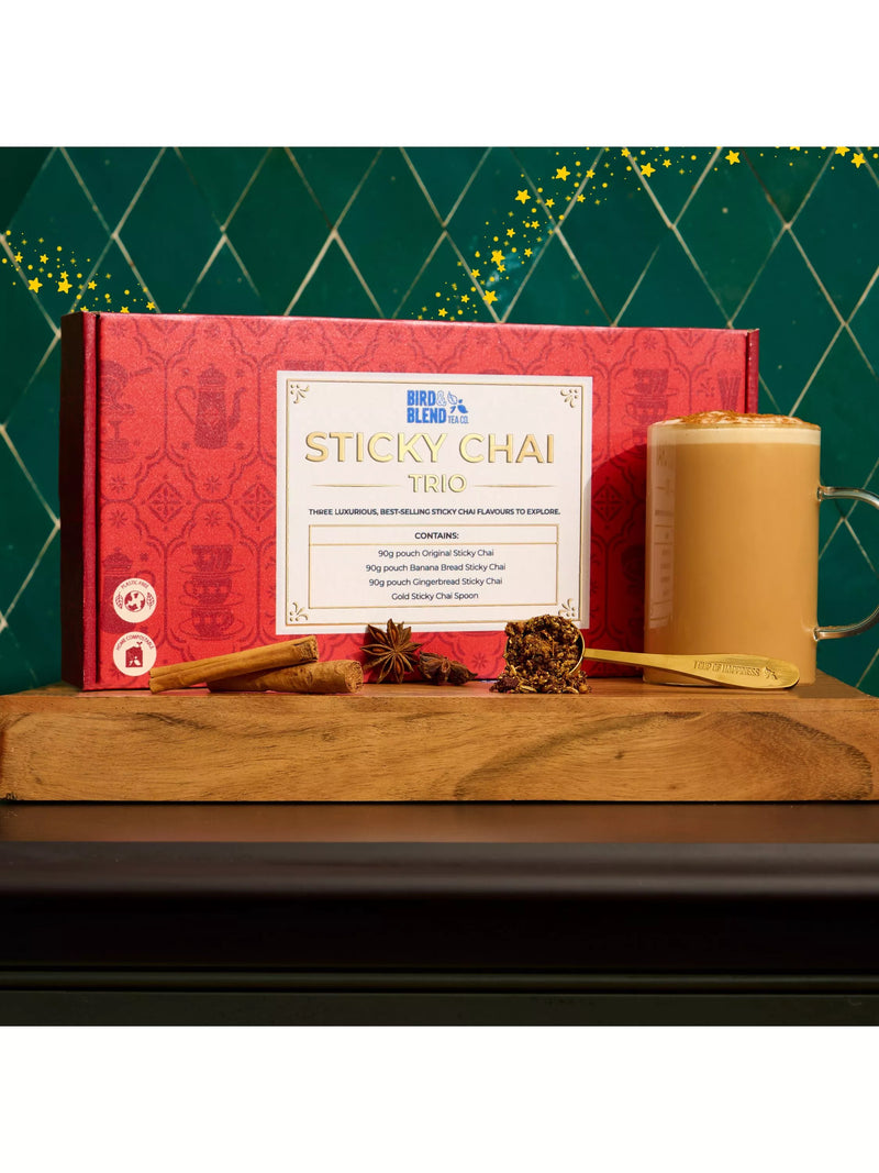 Bird & Blend Sticky Chai Trio 3x90g, imported from the UK