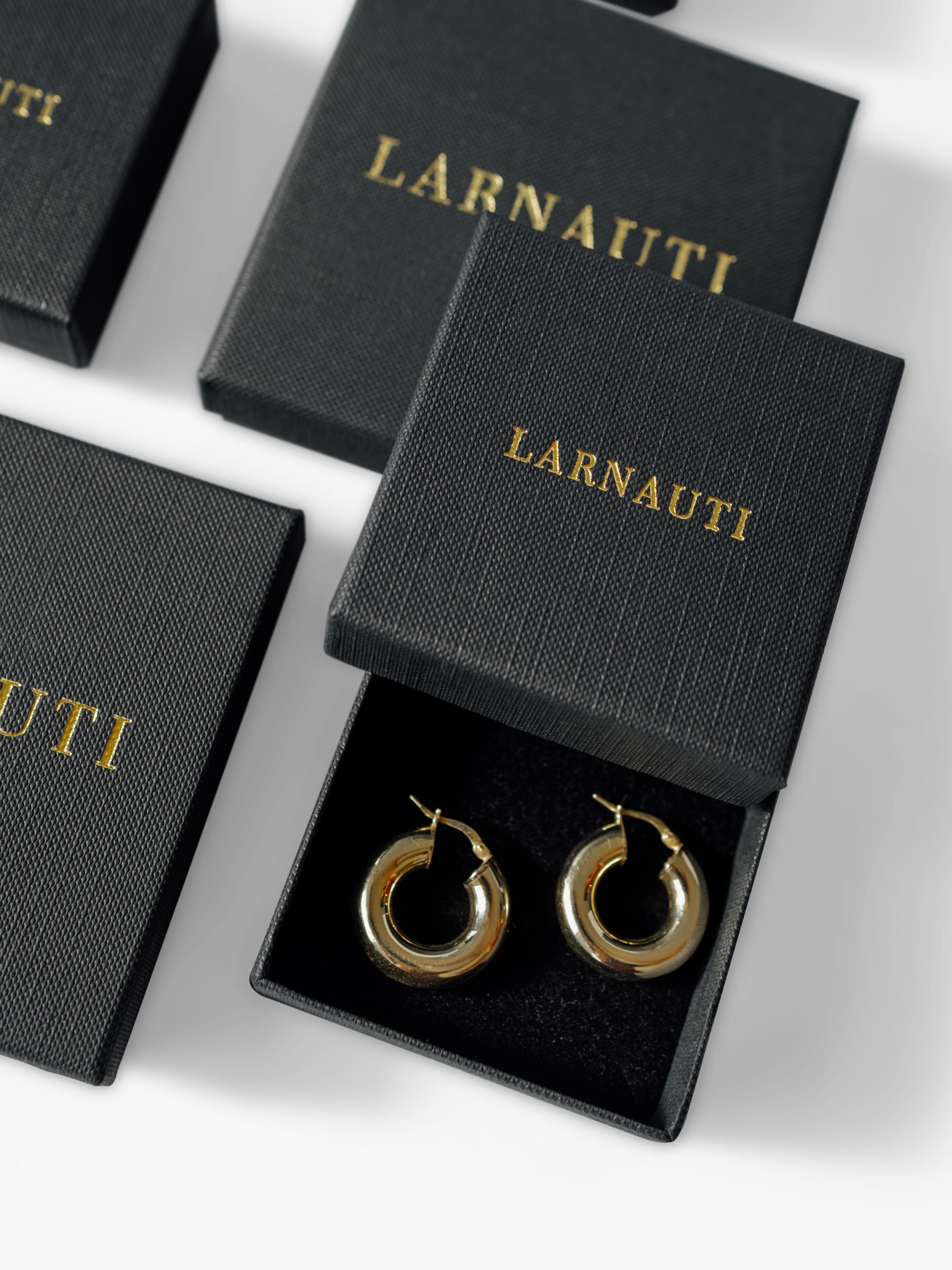 LARNAUTI gold bead necklace yellow gold 18ct plating, imported from the UK