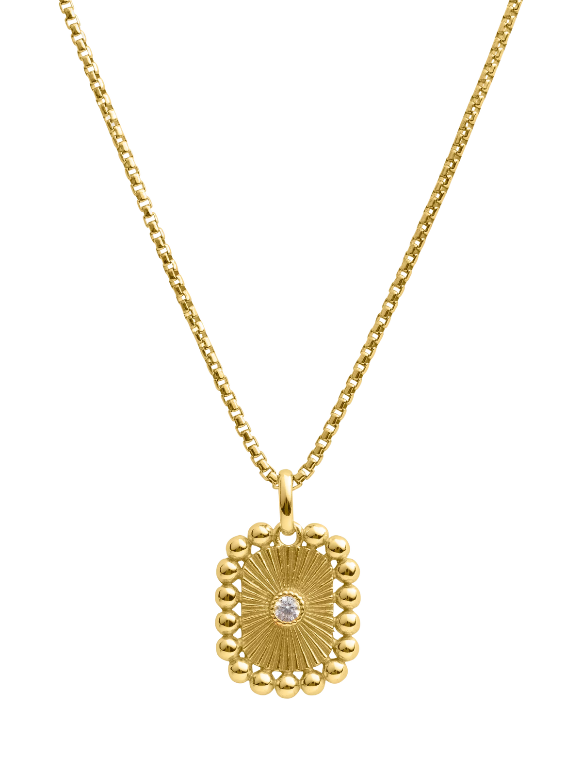 LARNAUTI cubic zirconia lozenge pendant necklace yellow gold, imported from the UK