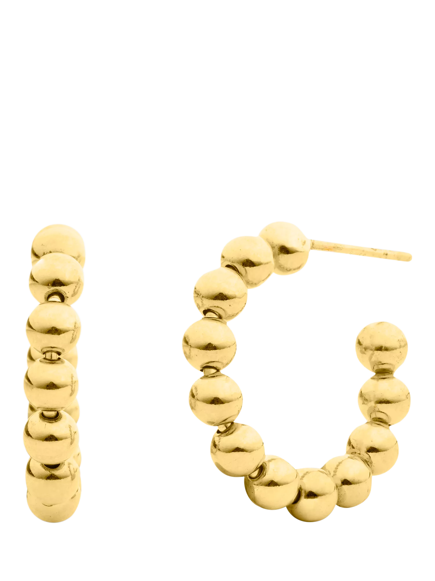 LARNAUTI beaded hoop earrings yellow gold 2cm, imported from the UK