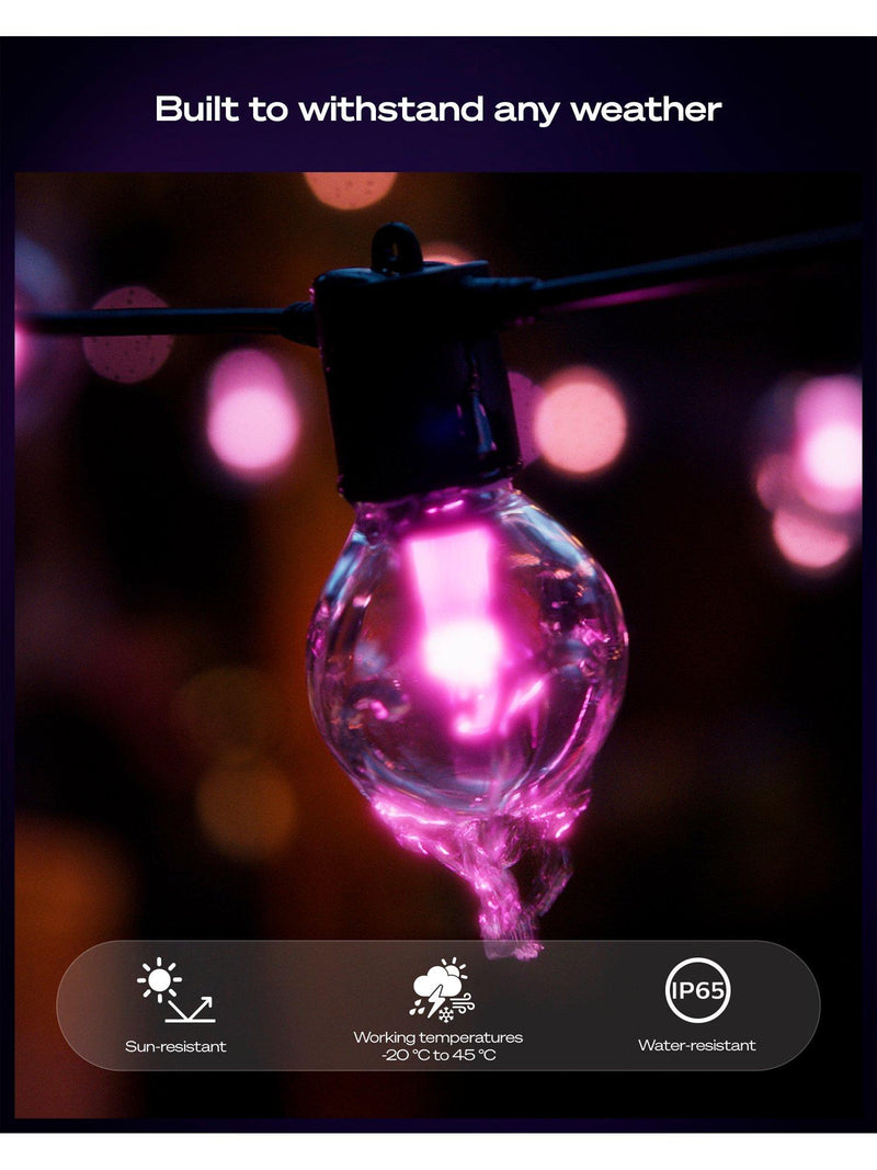 Philips Hue Festavia outdoor string lights 14m gradient globe (British brand)