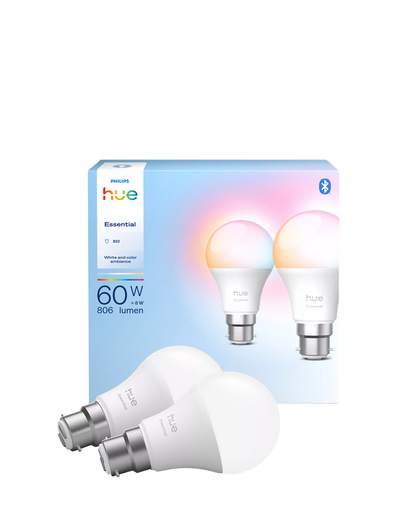 Philips Hue Essential smart bulb B22 8W 2-pack, UK version