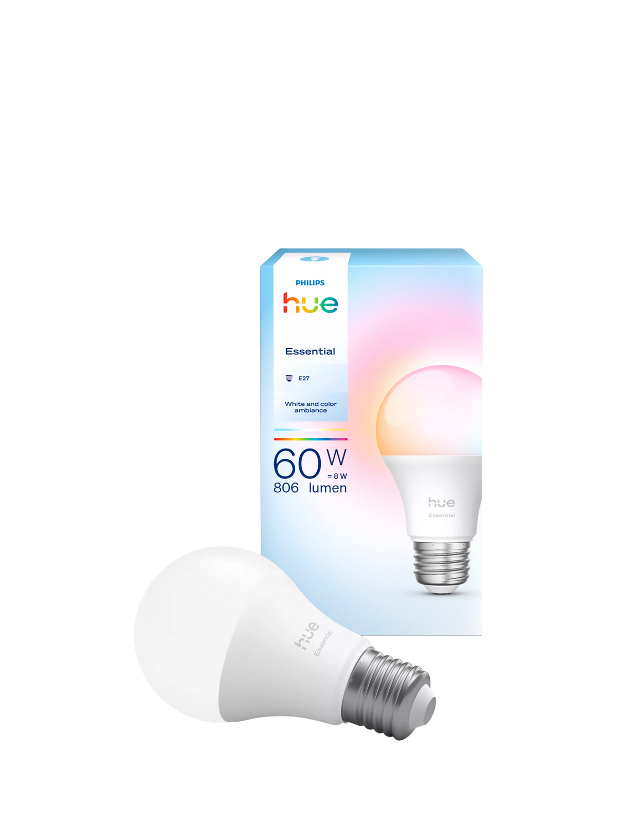 Philips Hue White & Colour Ambiance Essential E27 8W smart bulb, UK version