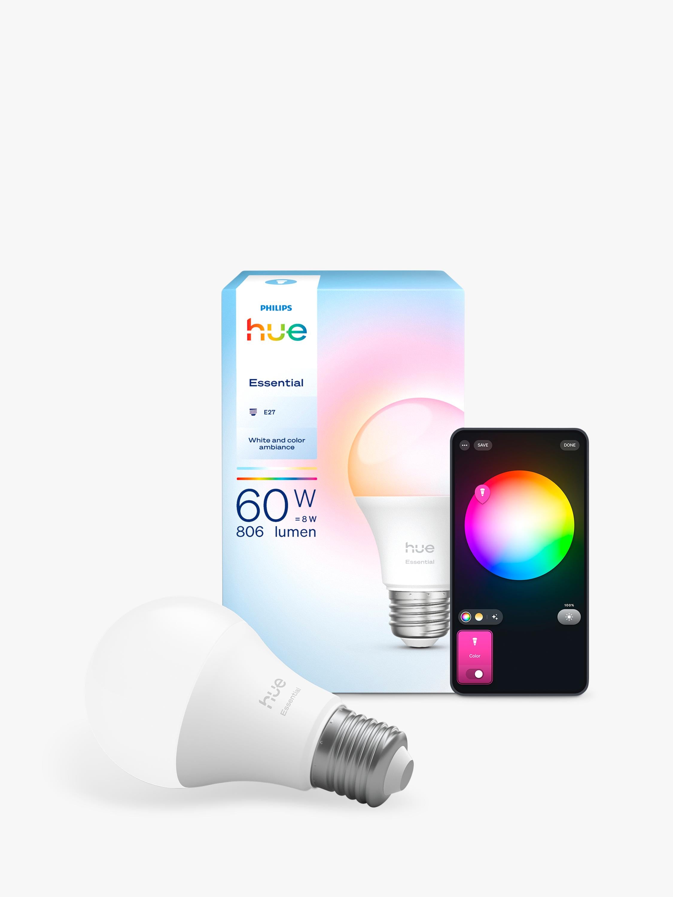 Philips Hue White & Colour Ambiance Essential E27 8W smart bulb, UK version