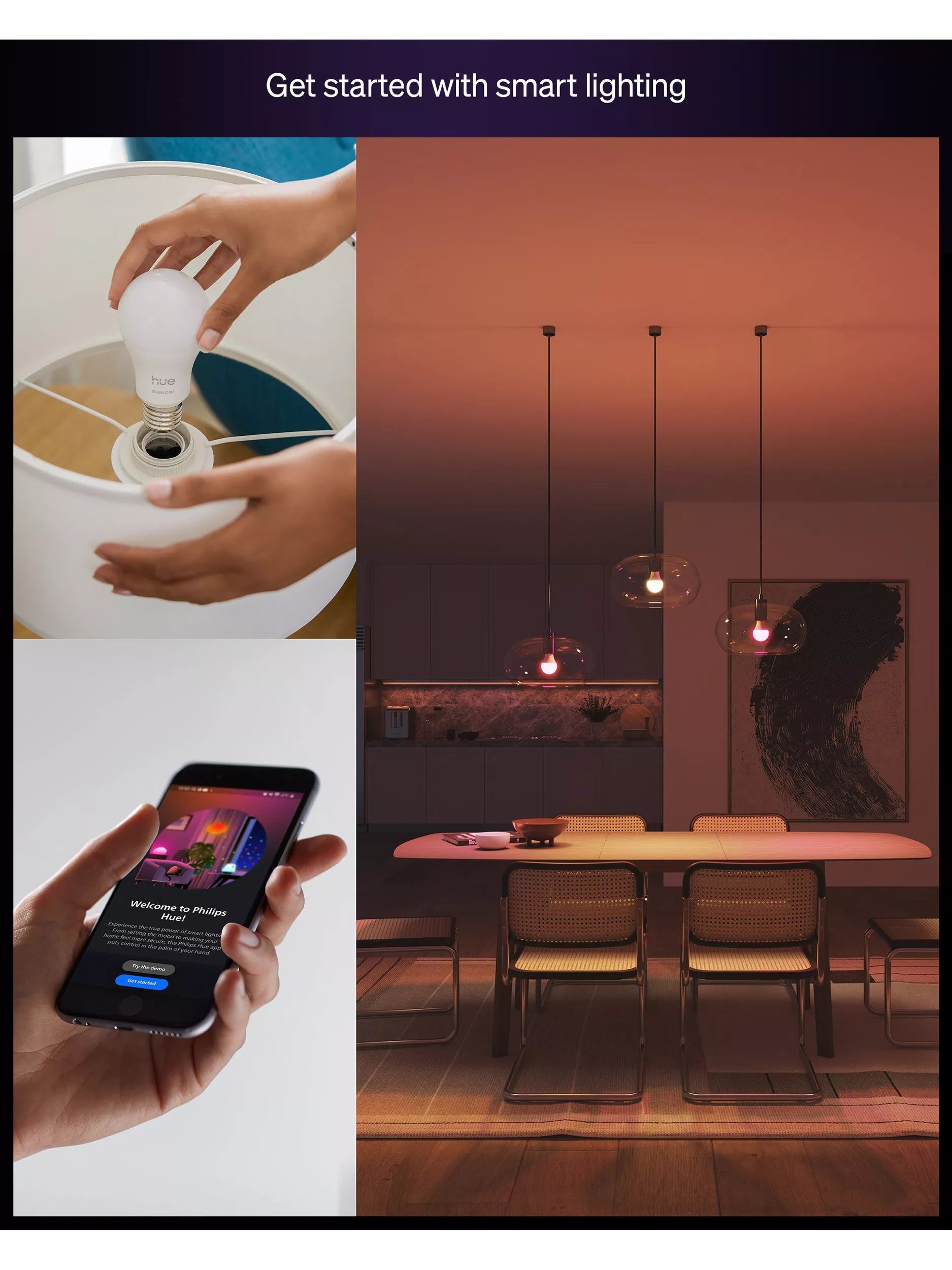 Philips Hue White & Colour Ambiance Essential E27 8W smart bulb, UK version