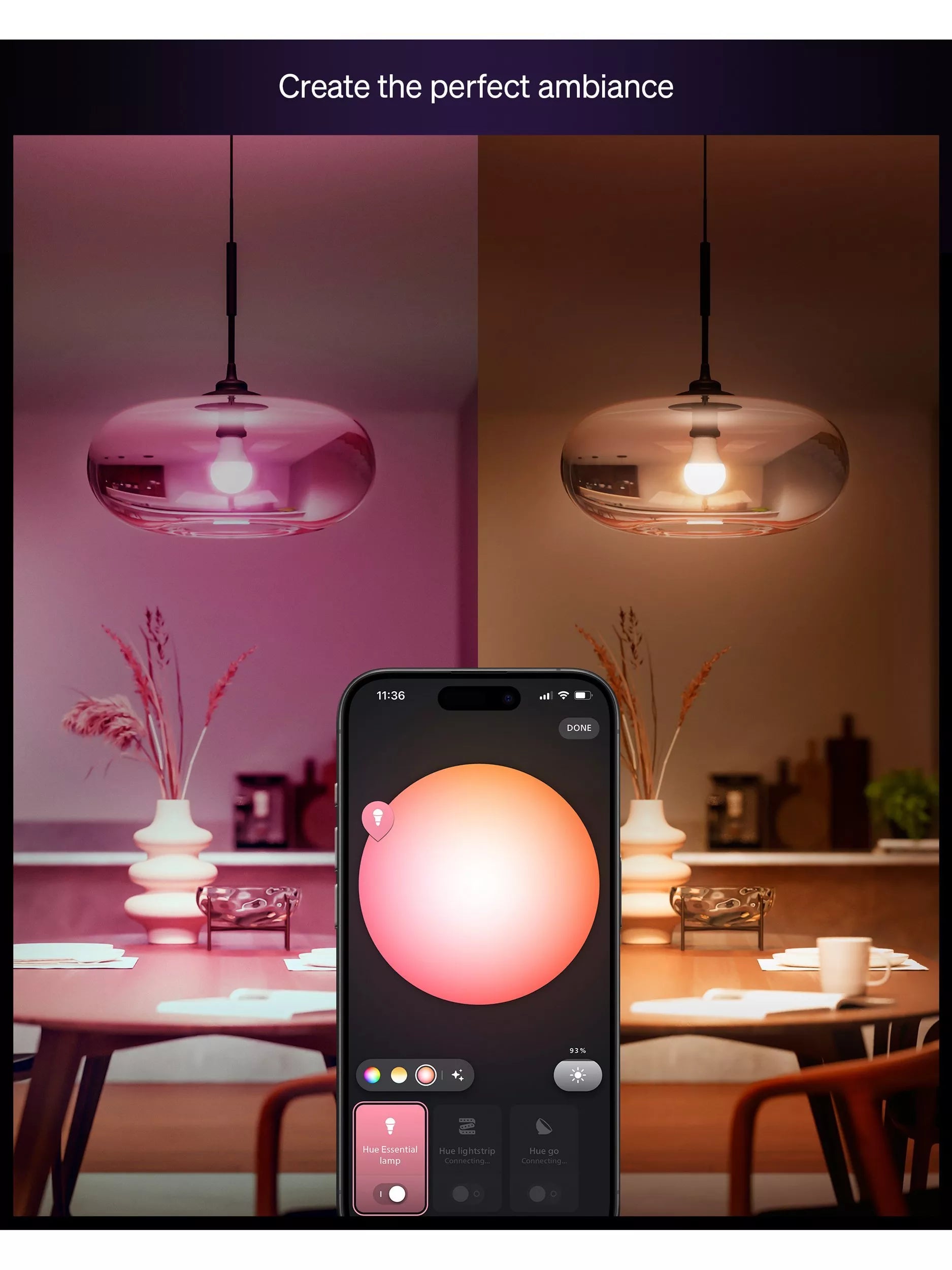 Philips Hue White & Colour Ambiance Essential E27 8W smart bulb, UK version