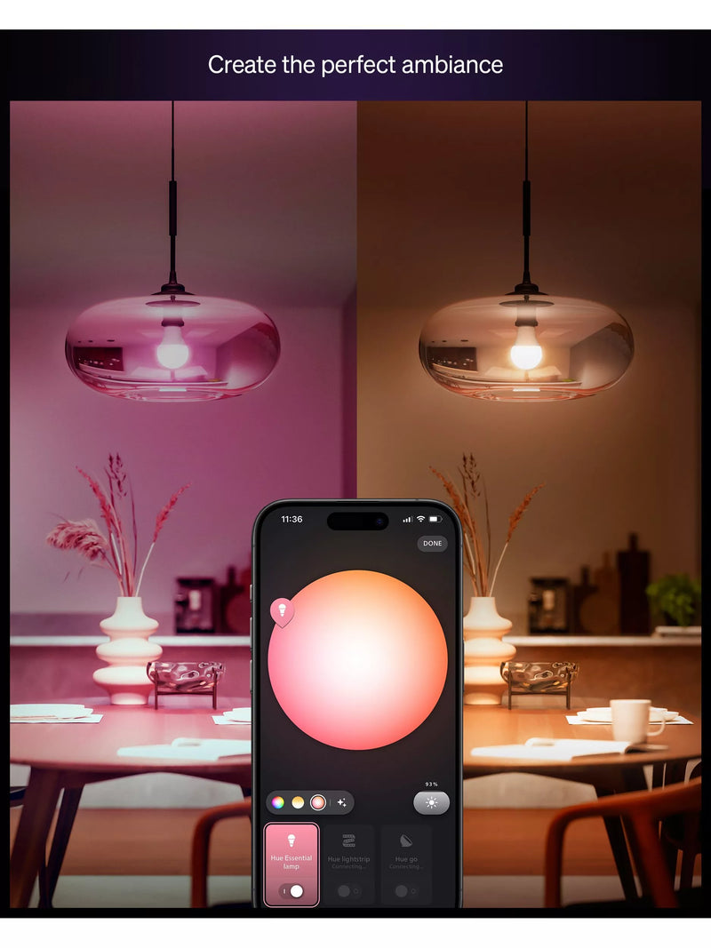 Philips Hue White & Colour Ambiance Essential E27 8W smart bulb, UK version
