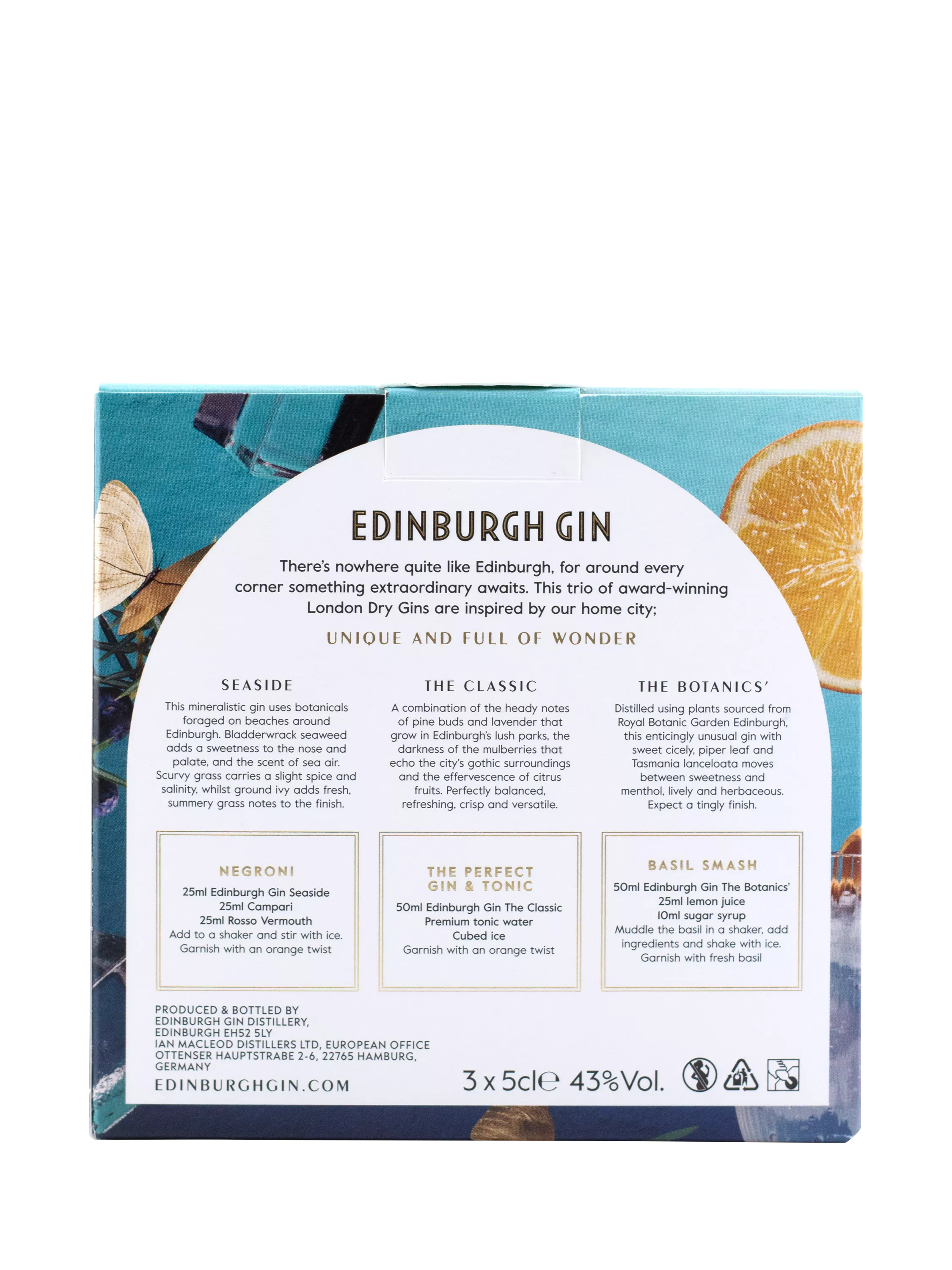 Edinburgh Gin miniature gift set 3x5cl, UK version