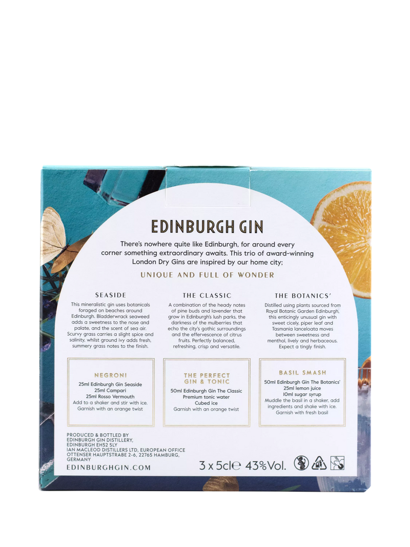 Edinburgh Gin miniature gift set 3x5cl, UK version