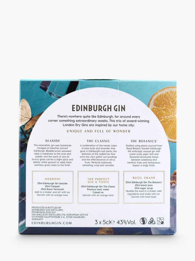 Edinburgh Gin miniature gift set 3x5cl, UK version