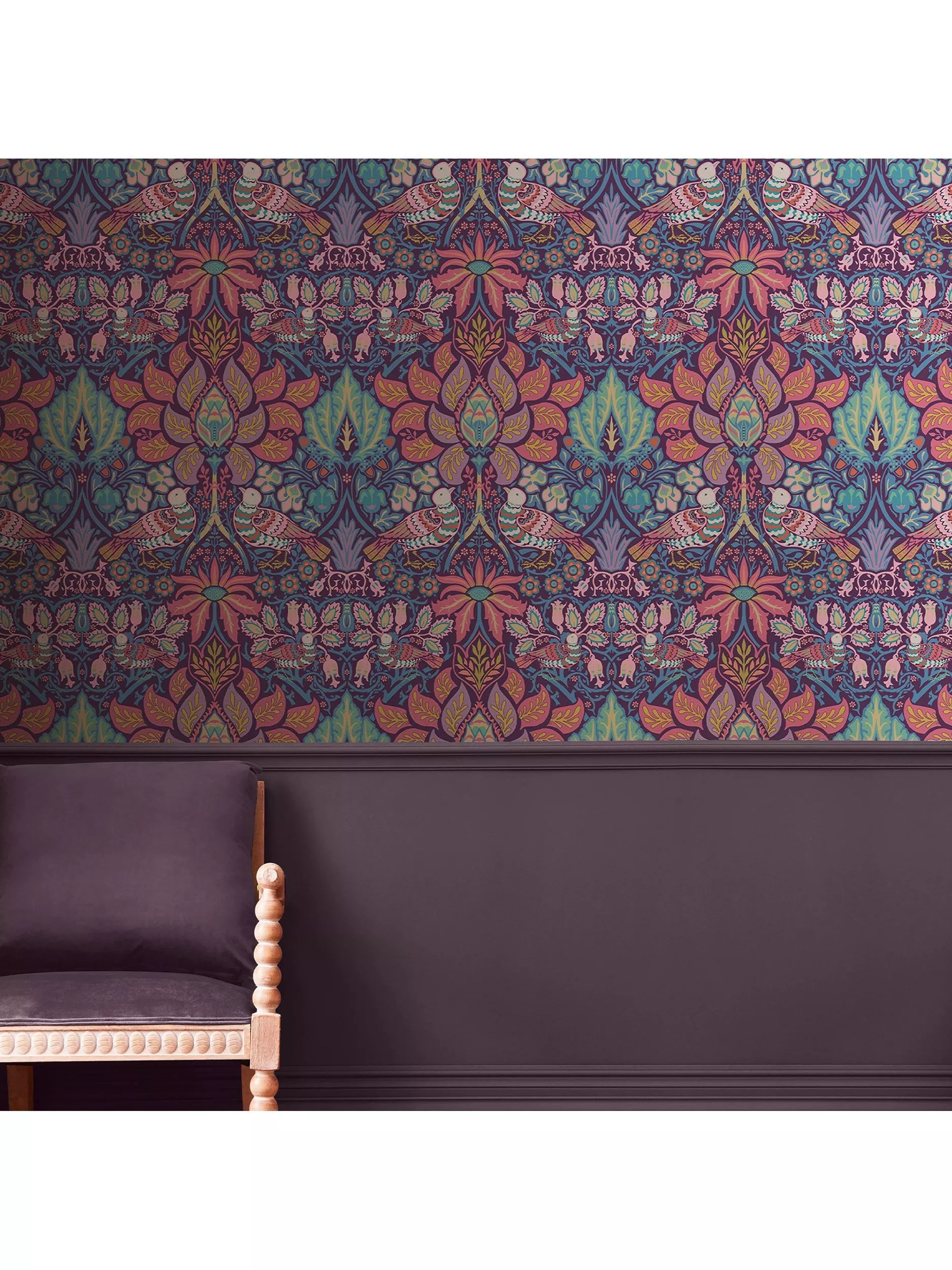 William Morris dove and rose patterned wallpaper (British brand)