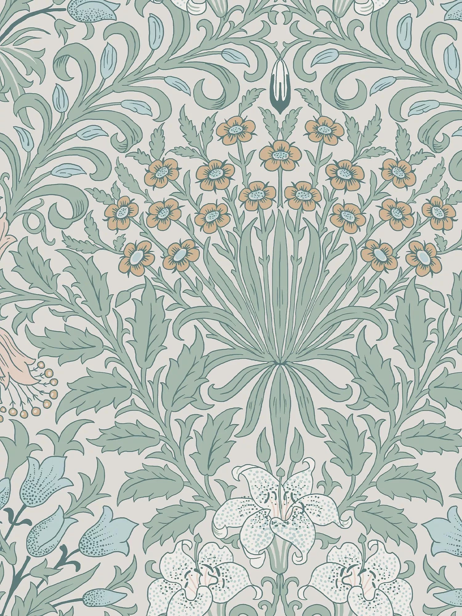 William Morris Garden pattern wallpaper with foliage and flowers (British brand)
