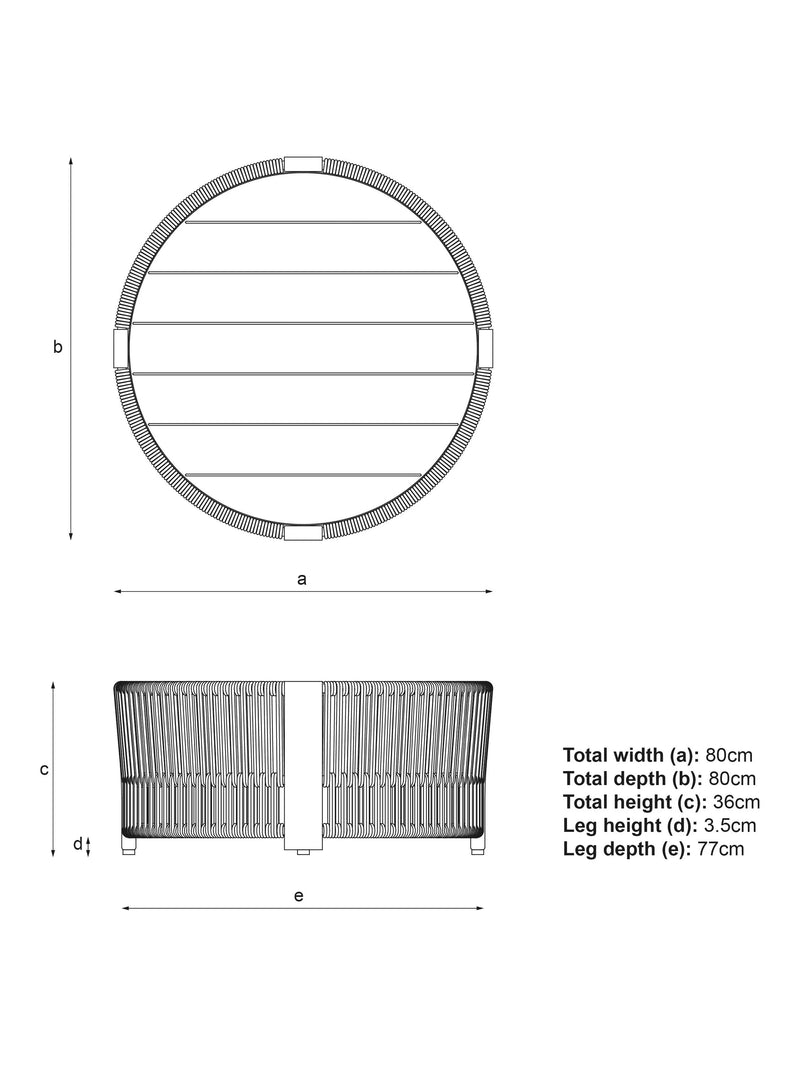 John Lewis Cord round garden coffee table 80cm - British product