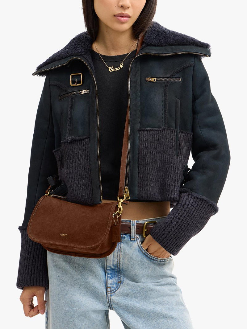 Coach warm brown suede shoulder bag (British brand)