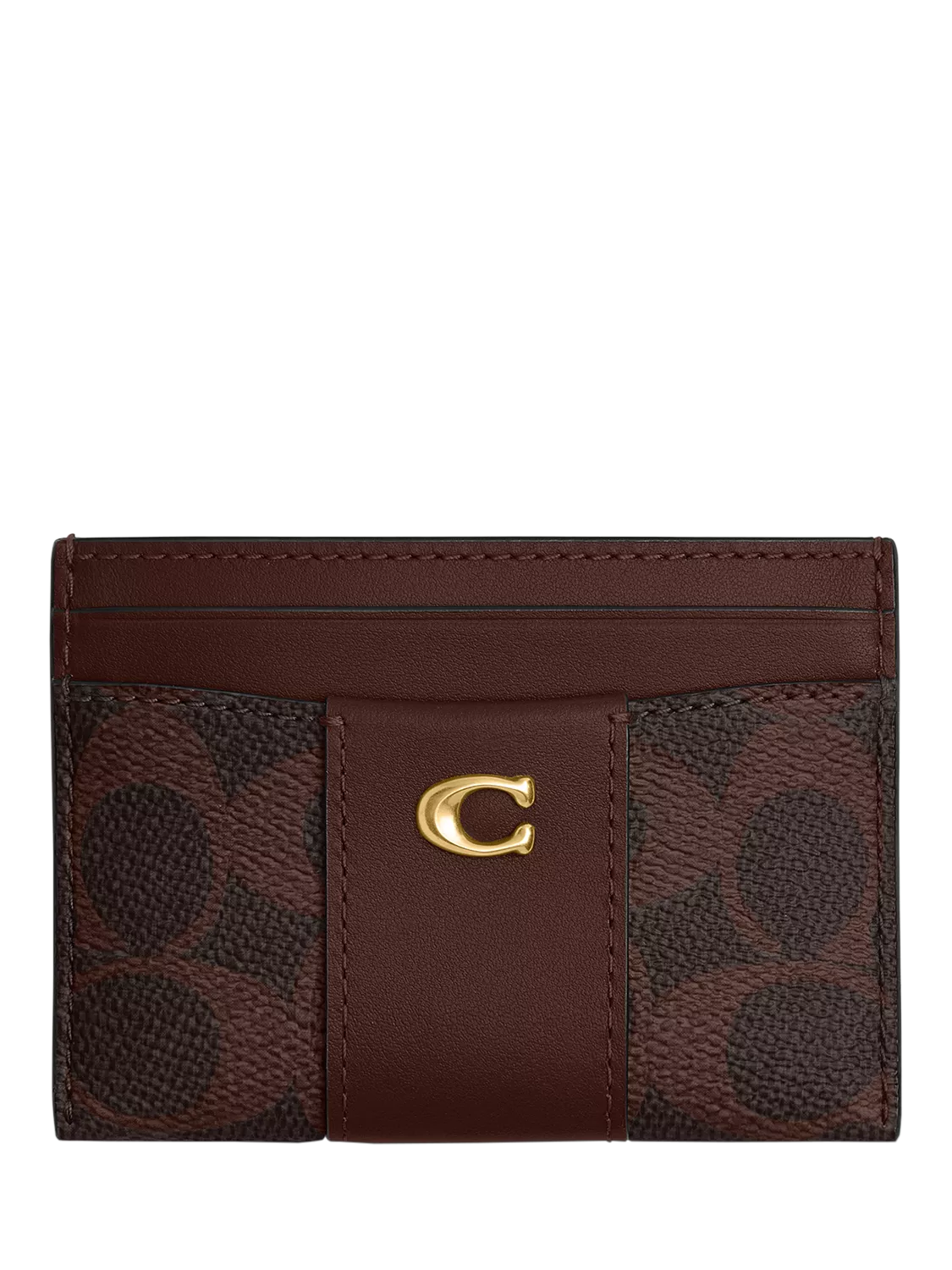 Coach Signature leather and canvas card case Maple - British product