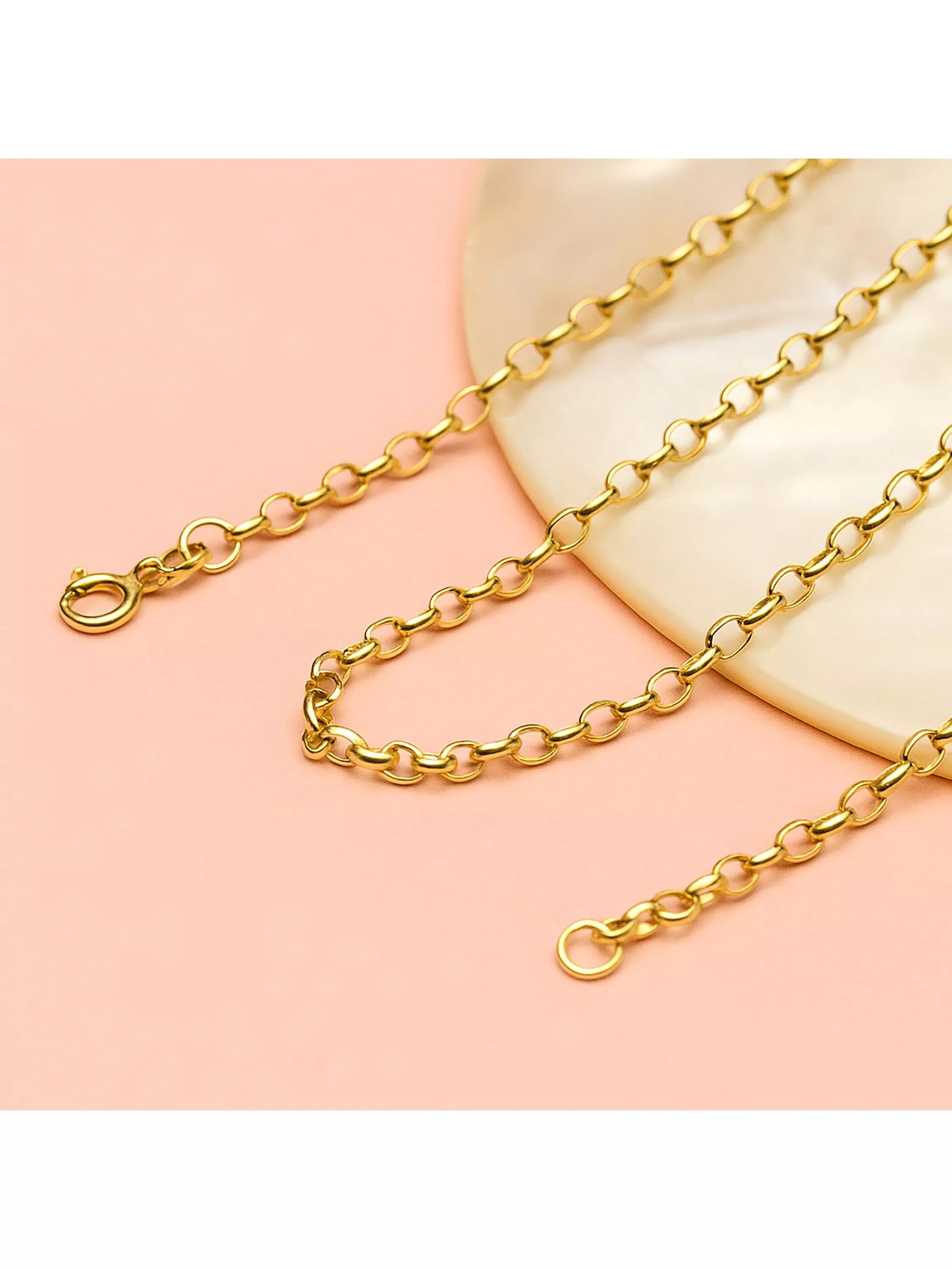 IBB 9ct yellow gold diamond cut oval belcher chain 41cm, imported from the UK