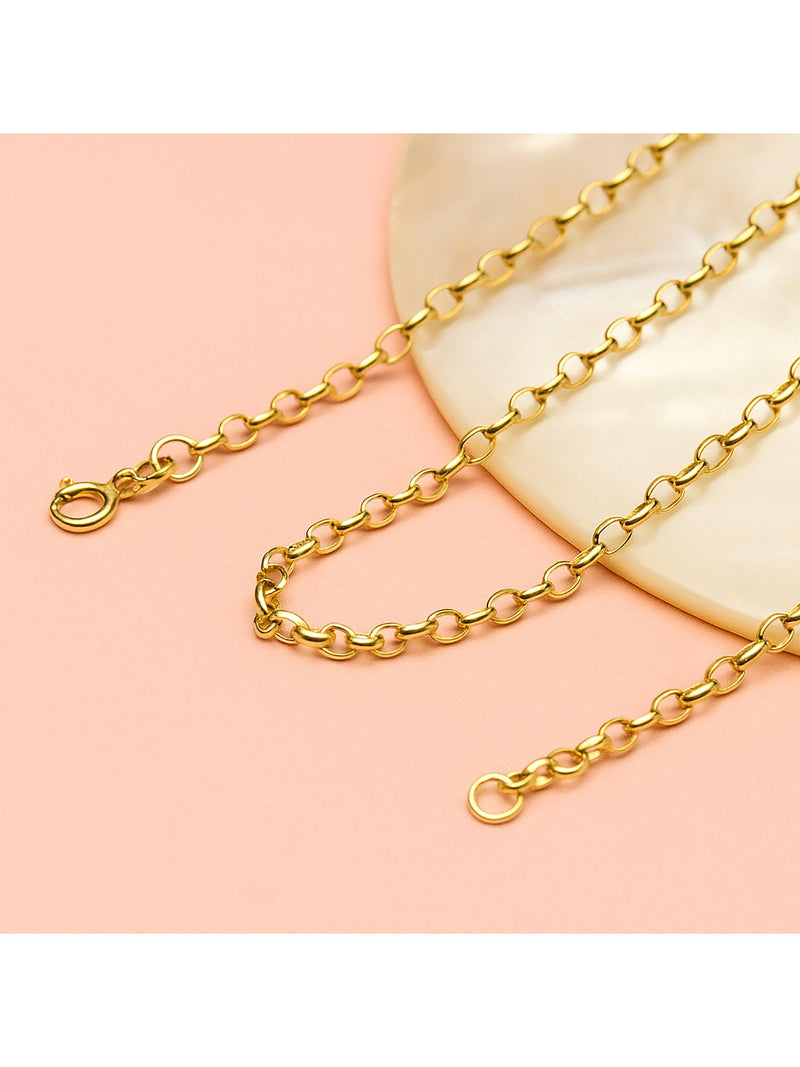 IBB 9ct yellow gold diamond cut oval belcher chain 41cm, imported from the UK