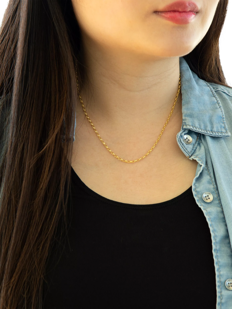 IBB 9ct yellow gold diamond cut oval belcher chain 41cm, imported from the UK