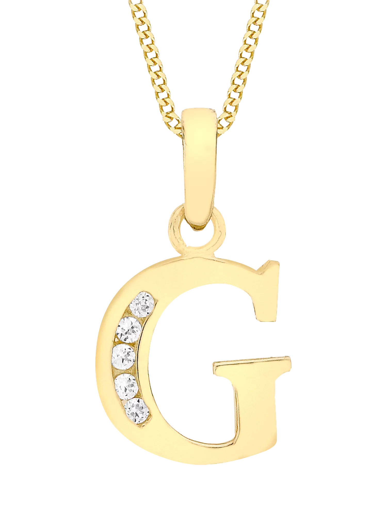 IBB 9ct Gold Cubic Zirconia Initial Pendant Necklace, G