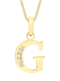 IBB 9ct Gold Cubic Zirconia Initial Pendant Necklace, G