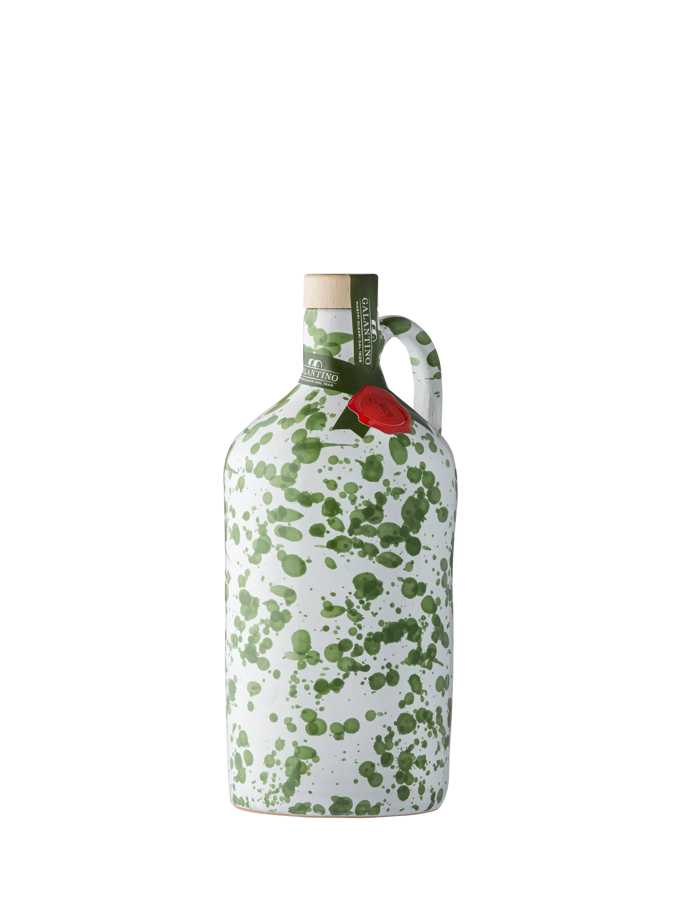Galantino extra virgin olive oil green splatter ceramic jug 500ml (British brand)