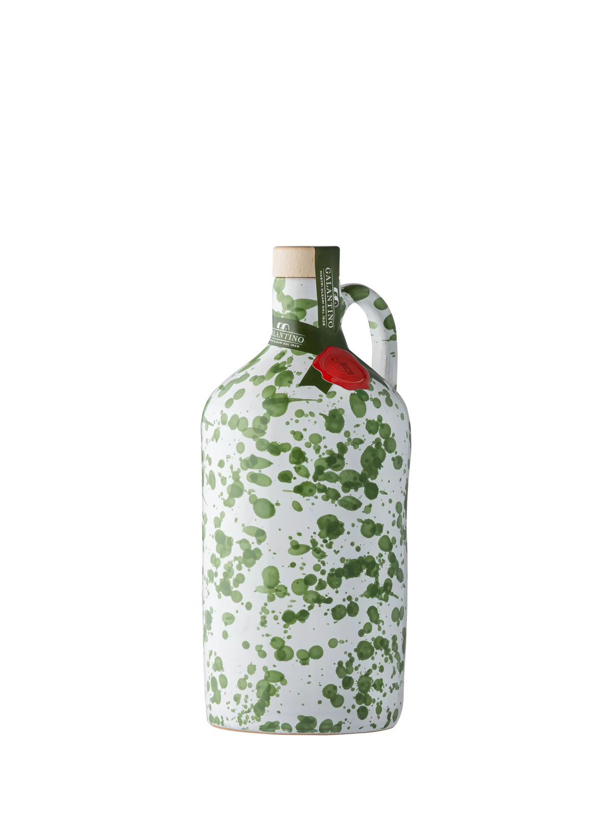 Galantino extra virgin olive oil green splatter ceramic jug 500ml (British brand)