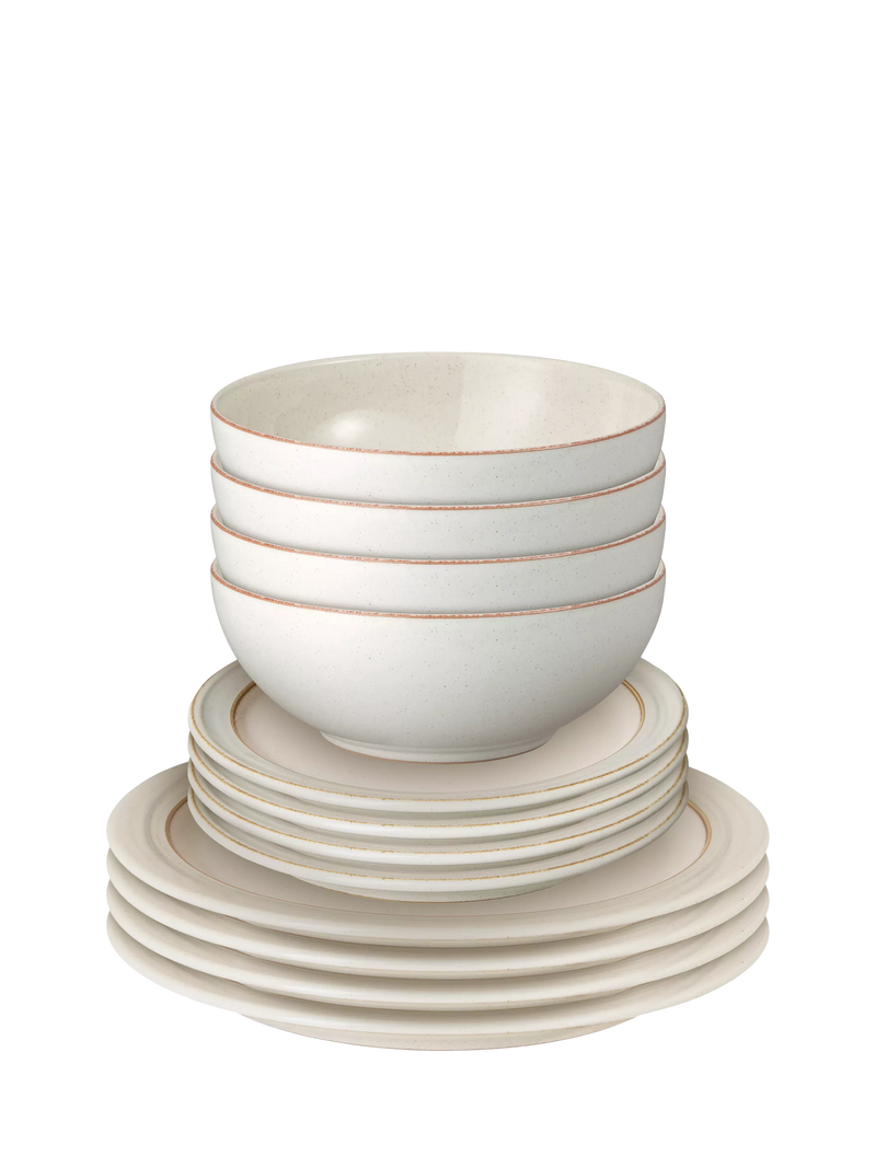 Denby Heritage Atrium stoneware dinnerware set Natural 12 piece - British product