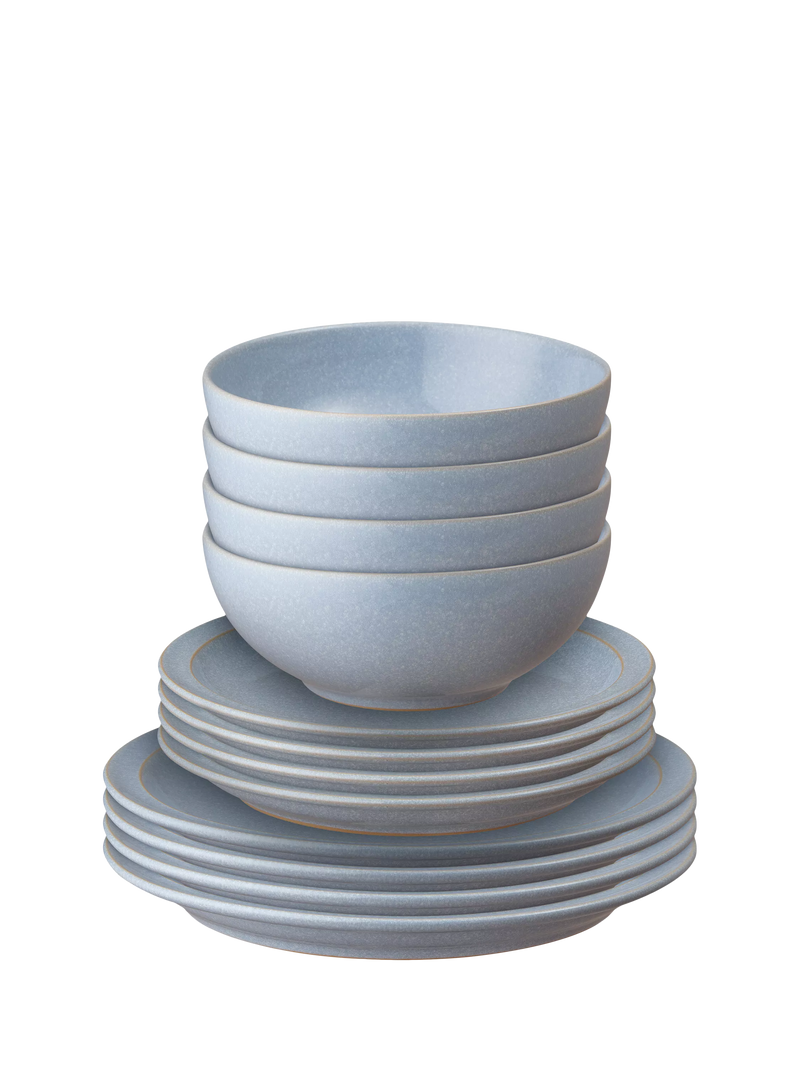Denby Sky Blue 12-piece stoneware dinnerware set (British brand)