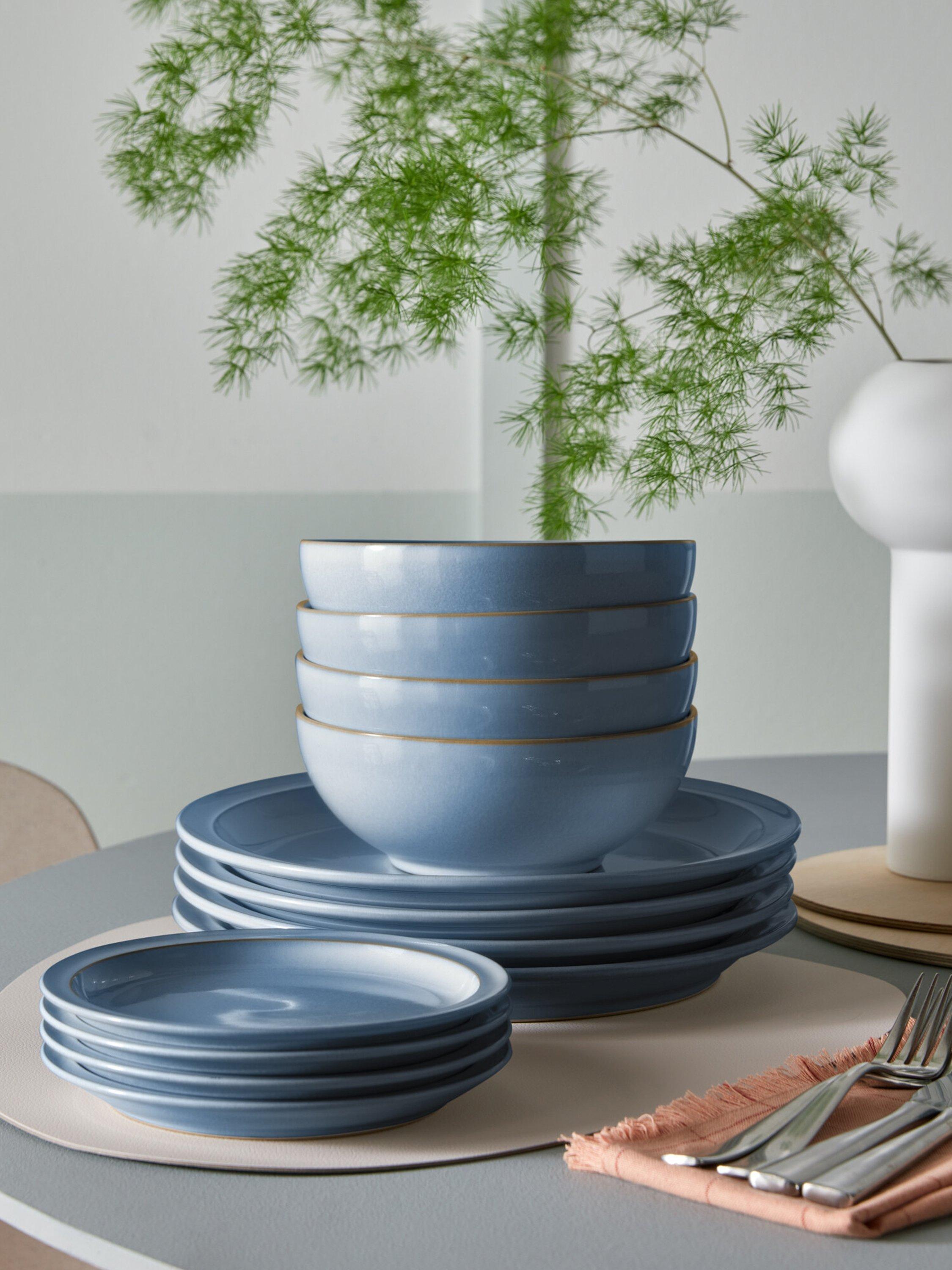 Denby Sky Blue 12-piece stoneware dinnerware set (British brand)