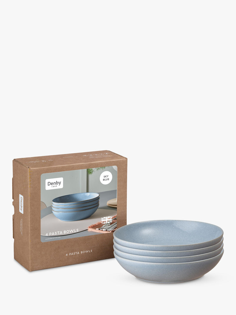 Denby Sky Blue pasta bowls set of 4 22cm, imported from the UK
