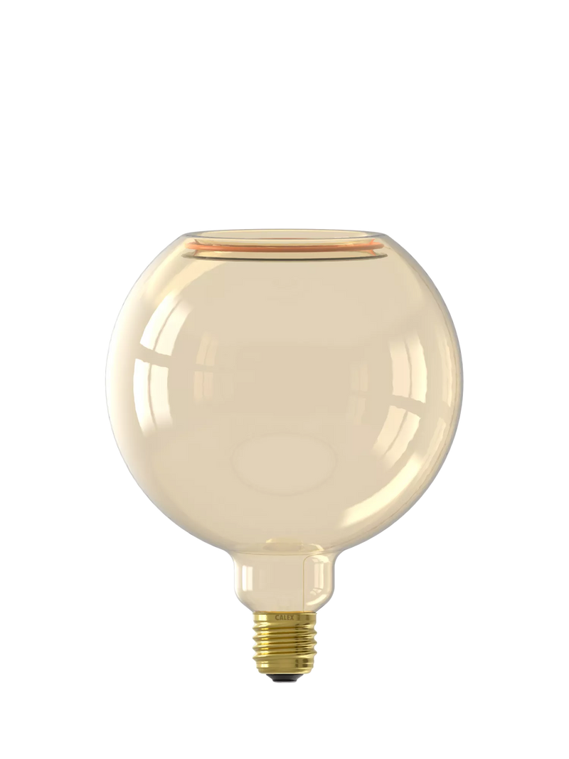 Calex gold-tinted LED globe bulb G150, imported from the UK