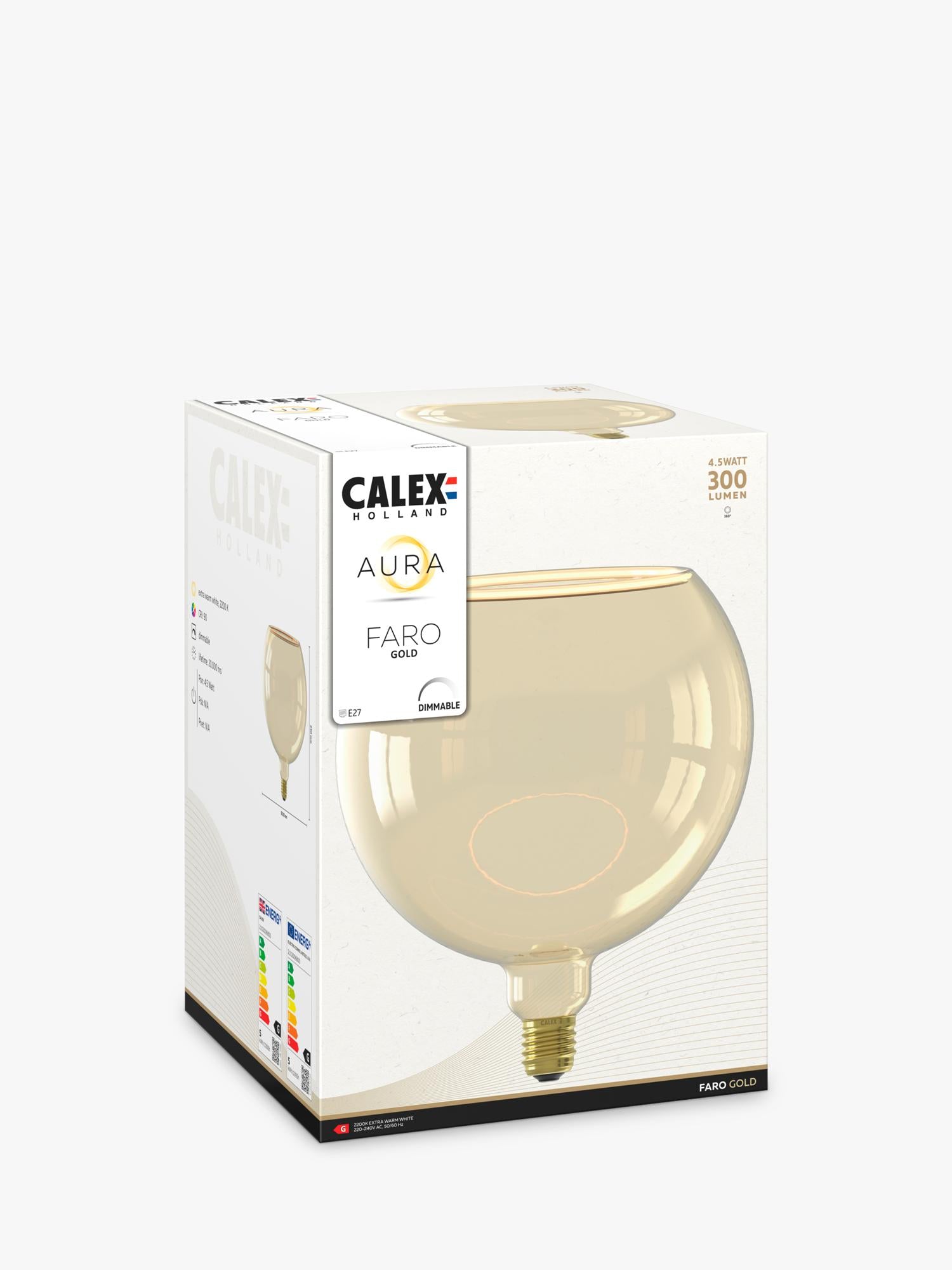 Calex gold G200 LED globe bulb - British product