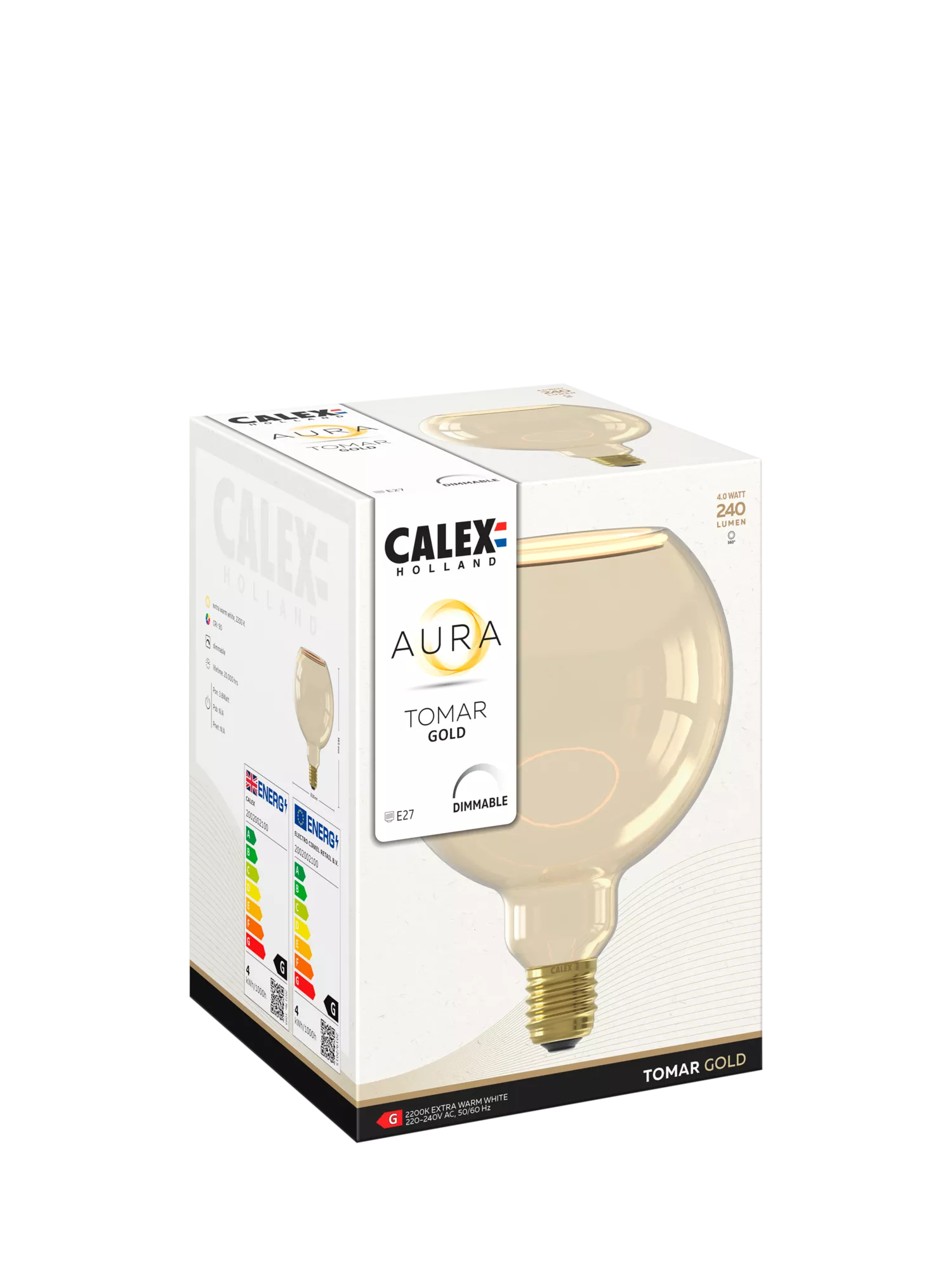 Calex Aura Tomar LED globe bulb gold 4W G125 - British product
