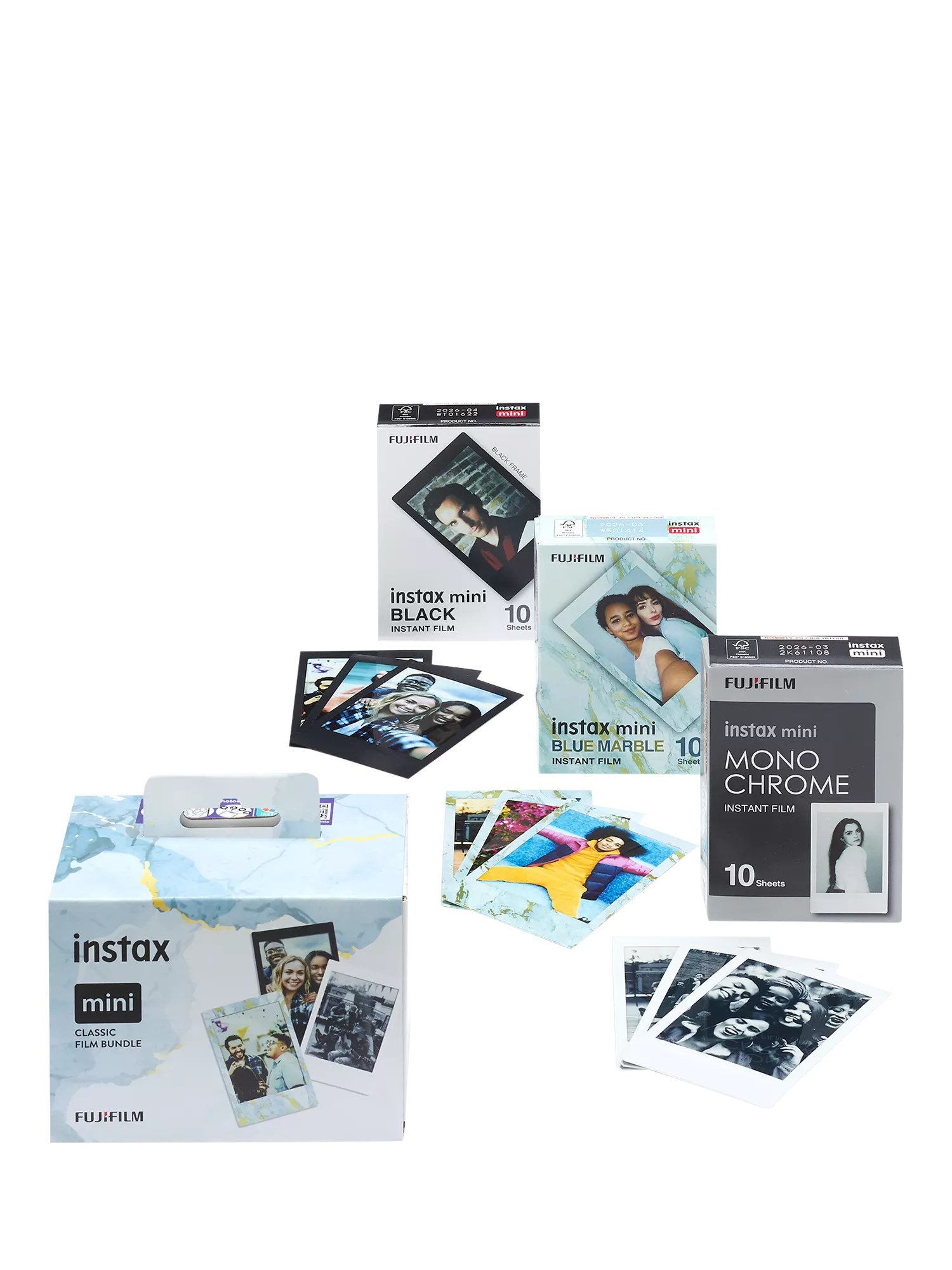 instax Mini Film bundle black frame blue marble monochrome (British brand)