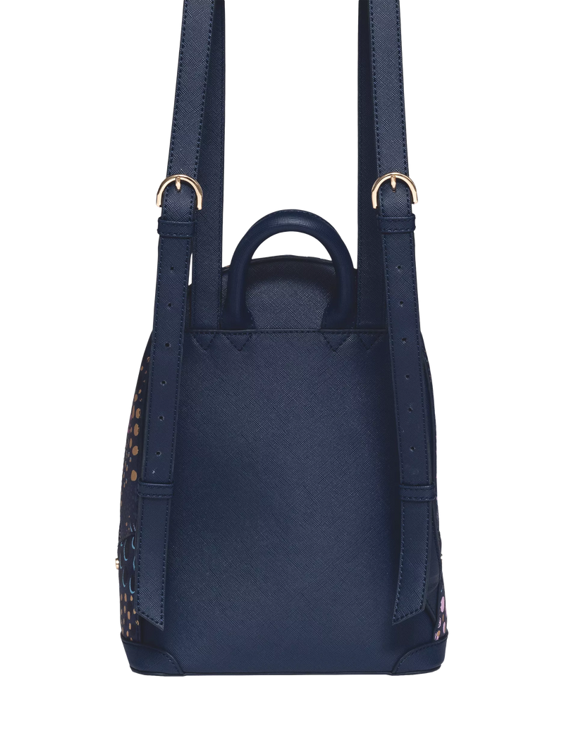 Sara Miller faux saffiano leather mini backpack Midnight Leopard, UK version