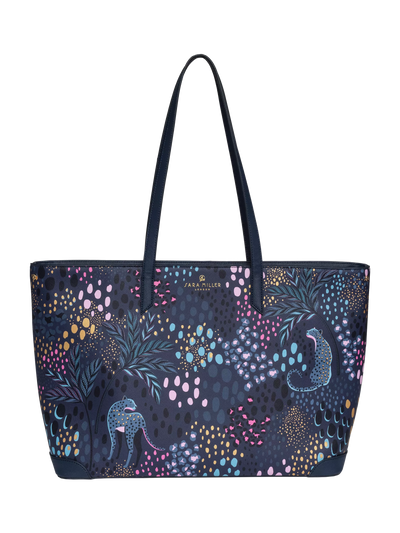 John Lewis Sara Miller Large Faux Saffiano Leather Tote Bag, Midnight Leopard- Buy online at McGrocer