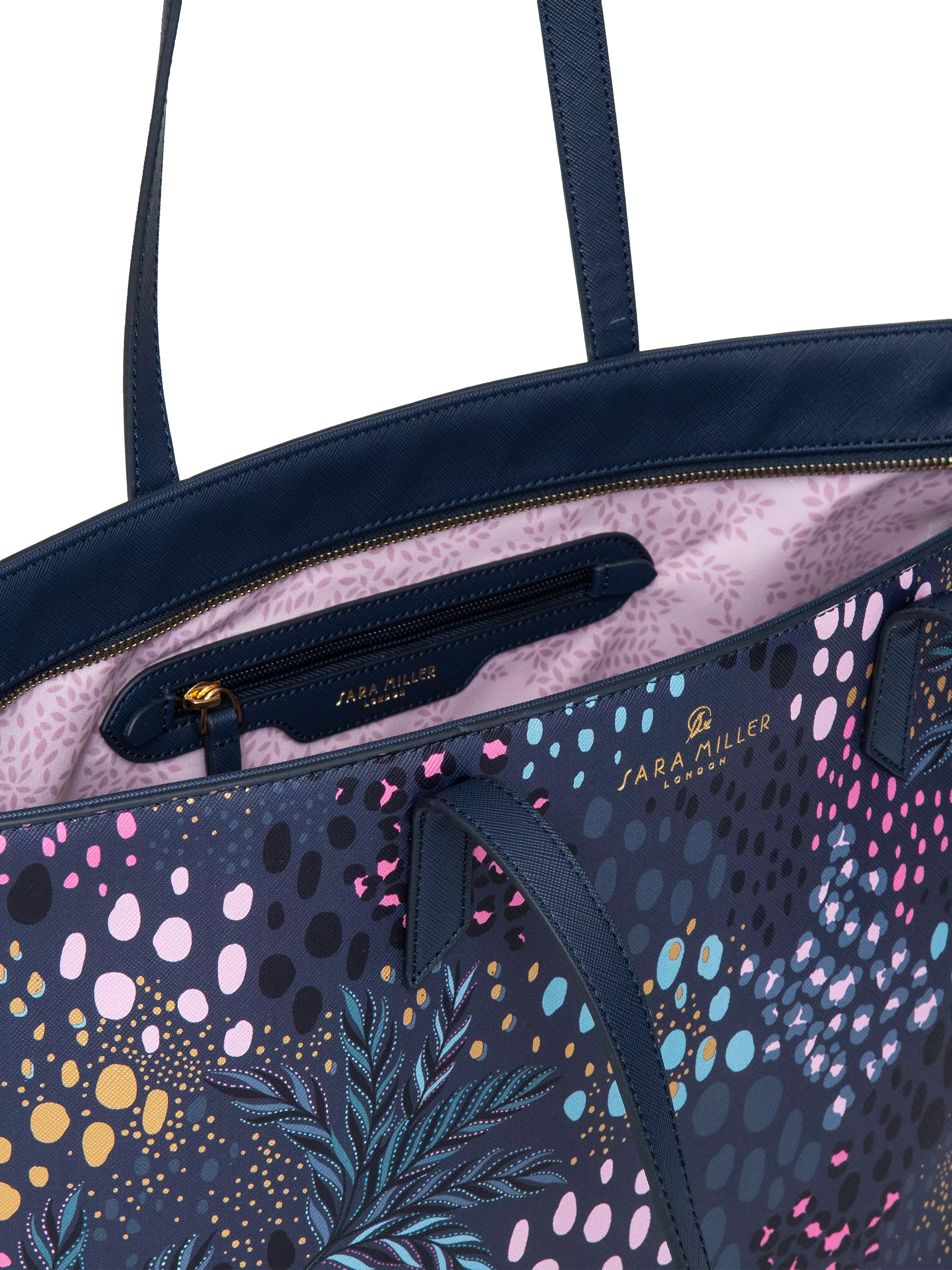 Sara Miller faux saffiano tote bag midnight leopard, imported from the UK