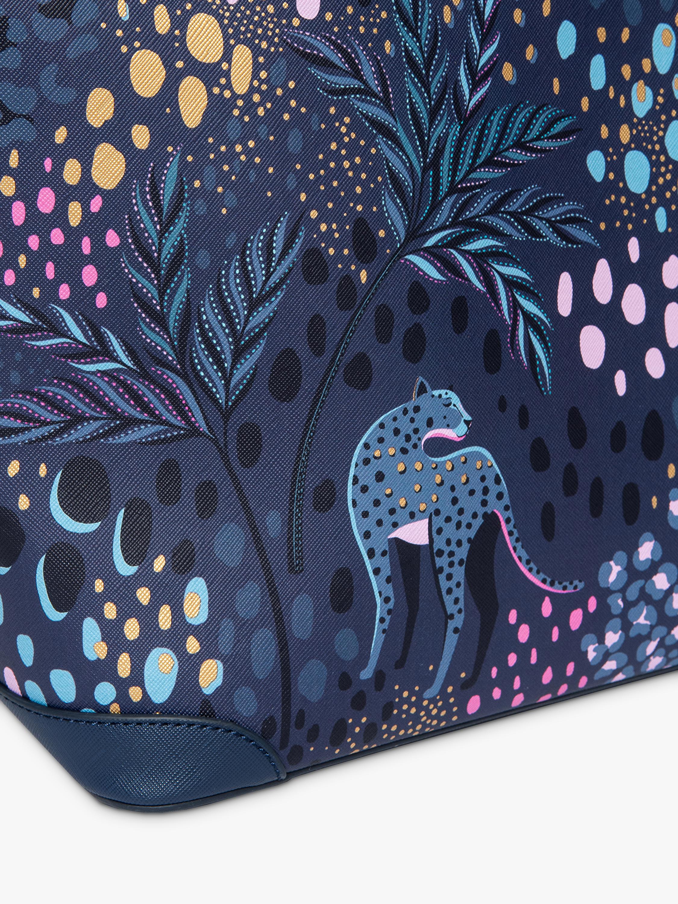 Sara Miller faux saffiano tote bag midnight leopard, imported from the UK