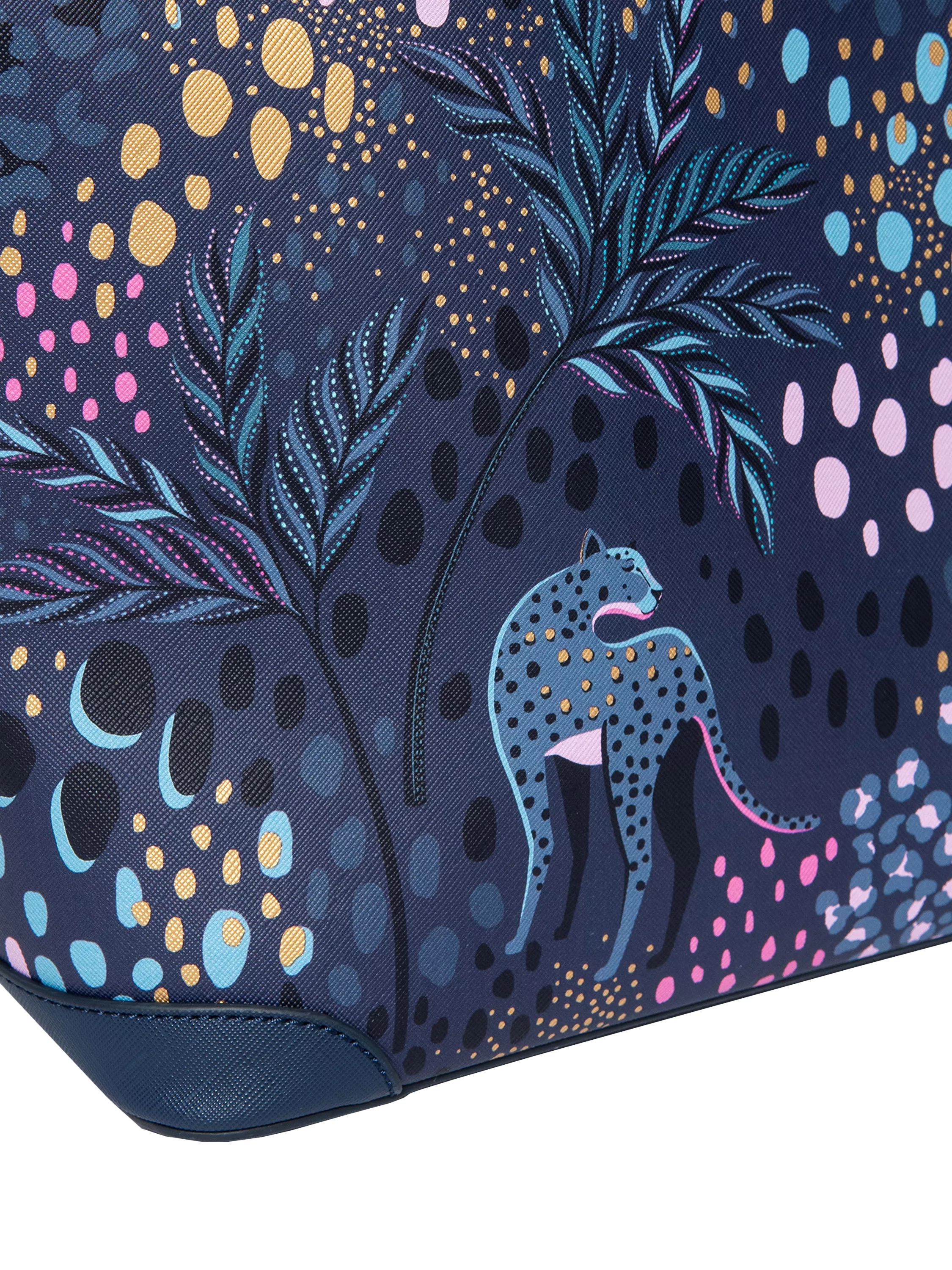 Sara Miller faux saffiano tote bag midnight leopard, imported from the UK
